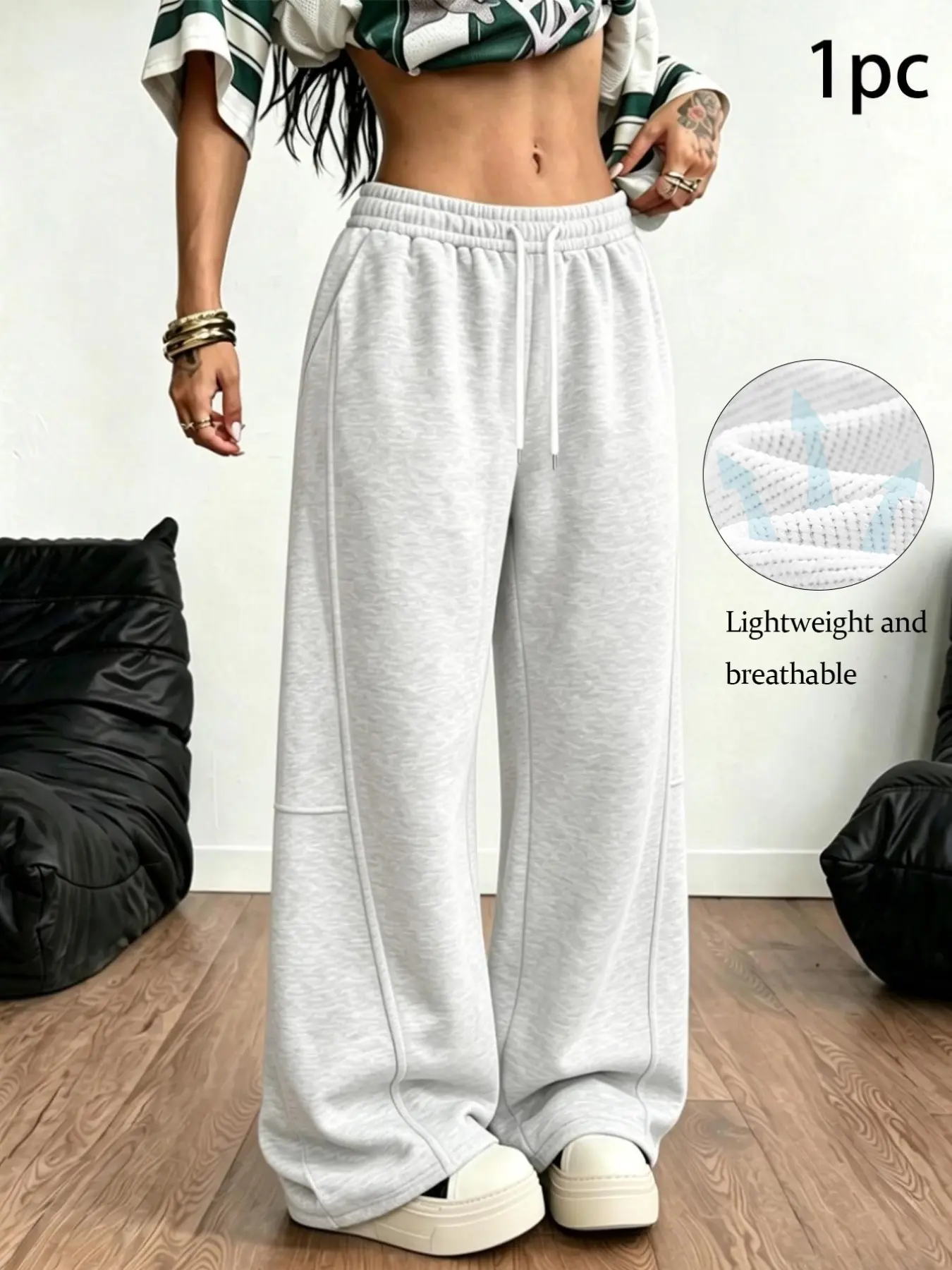Women's Lightweight Sporty Wide Leg Sweatpants, Ideal for Vacation and Travel, Comfortable Daily Wear, Perfect for Active Lifestyle