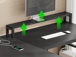 Sikaic 94.5 Inches T Shaped 2 Person Modern Gaming Desk Computer Furniture With Storage LED Lights Table Shelf Drawers Adjustable Ergonomic Tiltable Tabletop Dual Monitor Riser Dual Monitor Arms