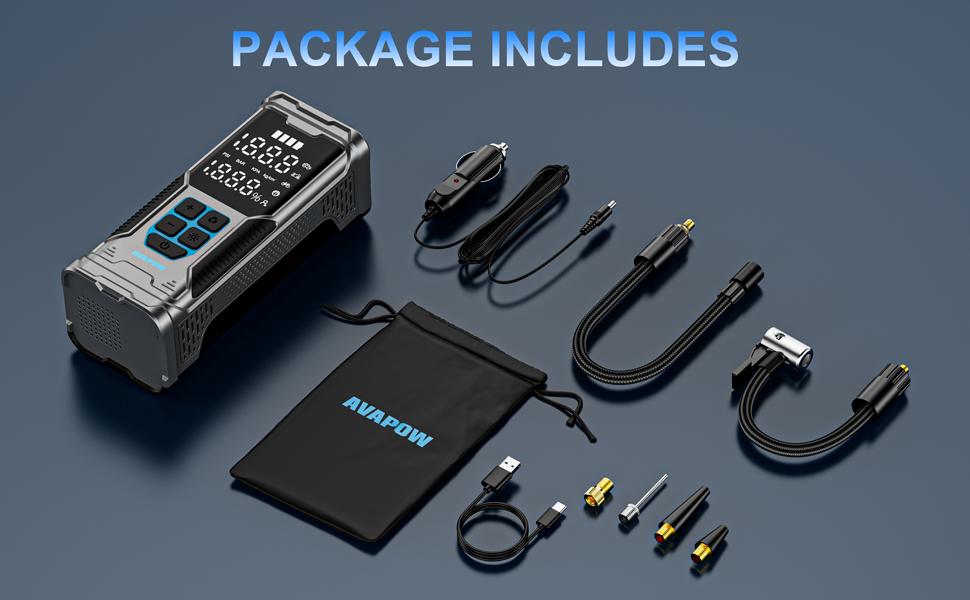 180PSI Portable Air Compressor, Cordless Tire Inflator, Air Pump for Car Tires with Digital Pressure Gauge, LED Light, Auto Shutoff, AVAPOW