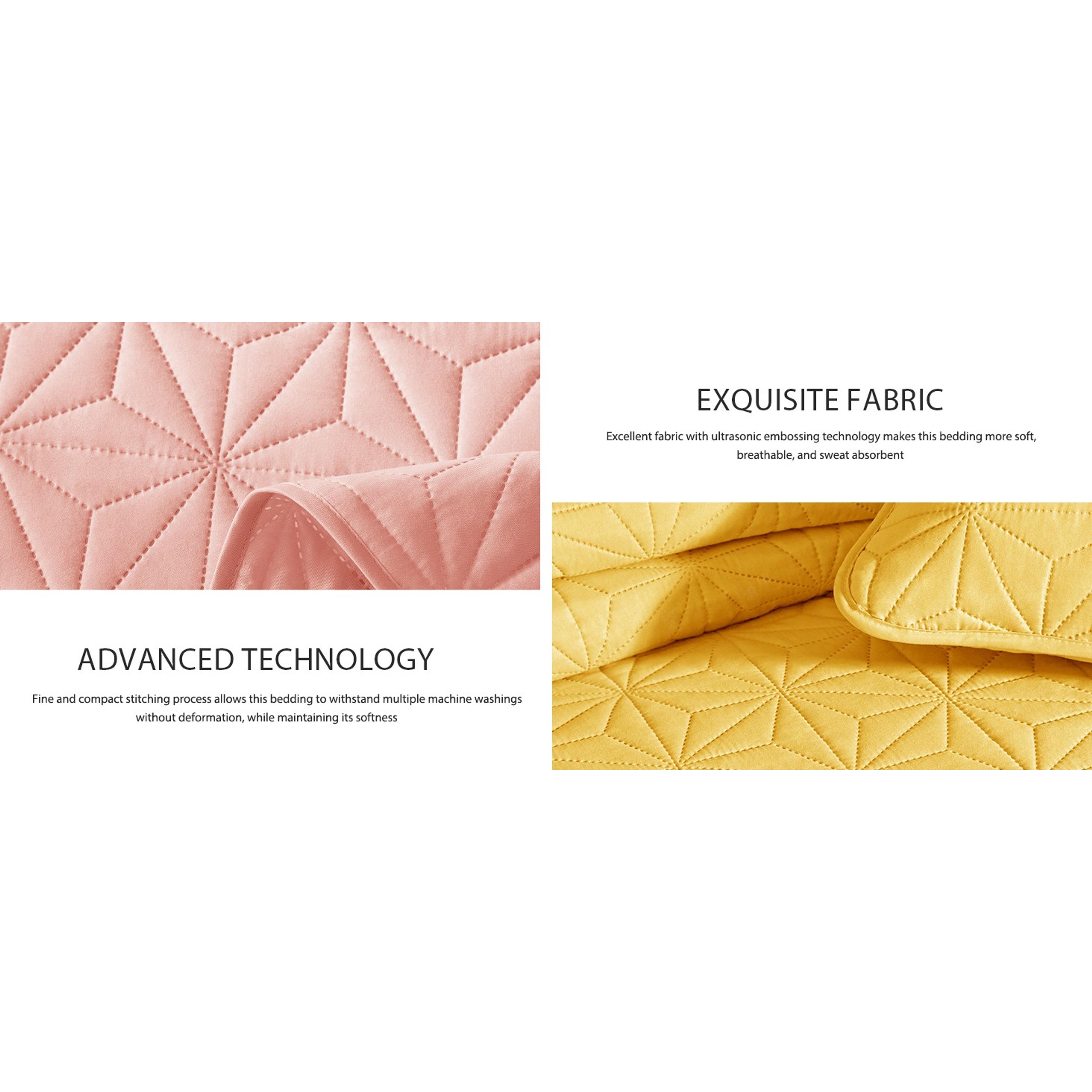 Soft Queen Quilt Bedding Set 3-Pieces Lightweight Bedspread | Purple microfiber breathable all season quilts for bed, reversible coverlet with 2 pillow shames, modern geometric pattern