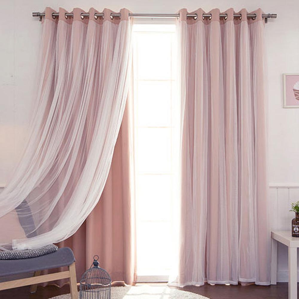 Double Layer Curtain, Solid Color Blackout Curtain, 1 Piece, Fashionable Home Decor for Living Room & Bedroom, Window Curtain
