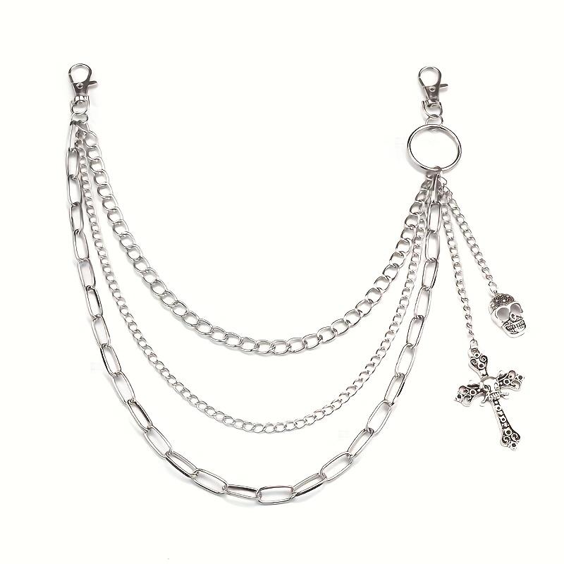 1 Gothic Skull Cross Multi-layer Pant Chain Belt, Dark Style for Party & Daily Fashion, Unisex Design