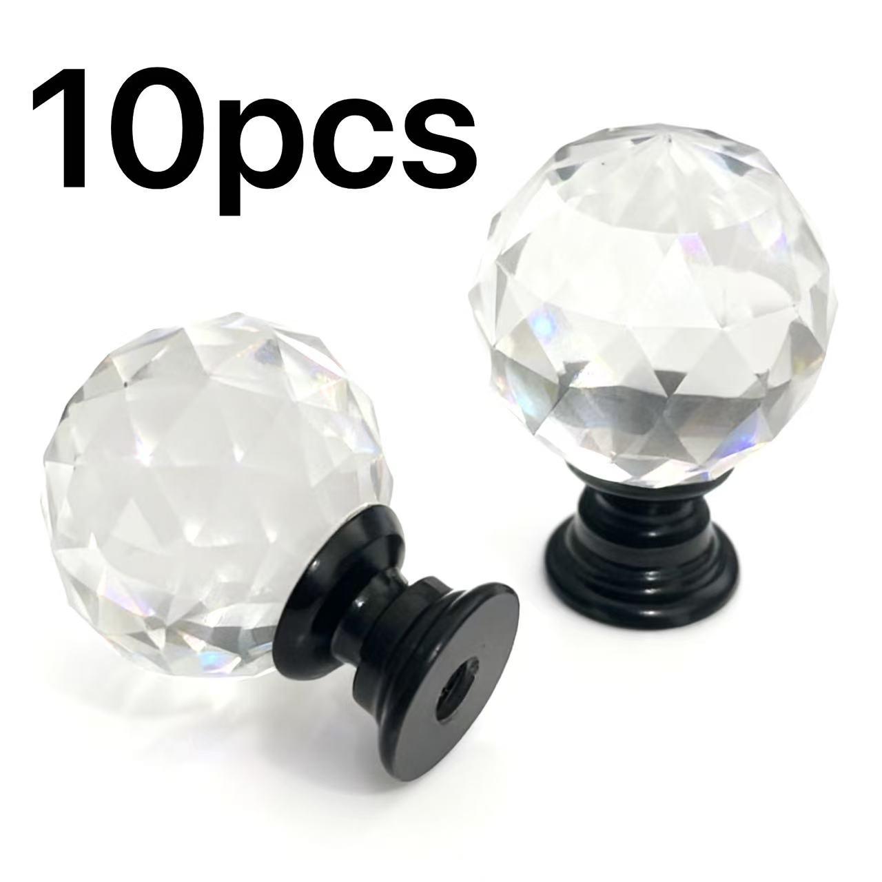 10 Crystal Drawer Knobs, Round Handle Ball Pulls, Suitable for Cabinets, Dressing Tables, Drawers, Kitchen Furniture - Transparent, Door Knob, Door Hardware