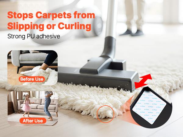 VEVOR Rug Gripper, 20 PCS, Strong Adhesive and Residue-Free, Double Sided Non-Slip Carpet Stickers for Area Rugs, Keep Corners from Curling and Bunching, for Holding Rugs in Place on Hardwood Floors