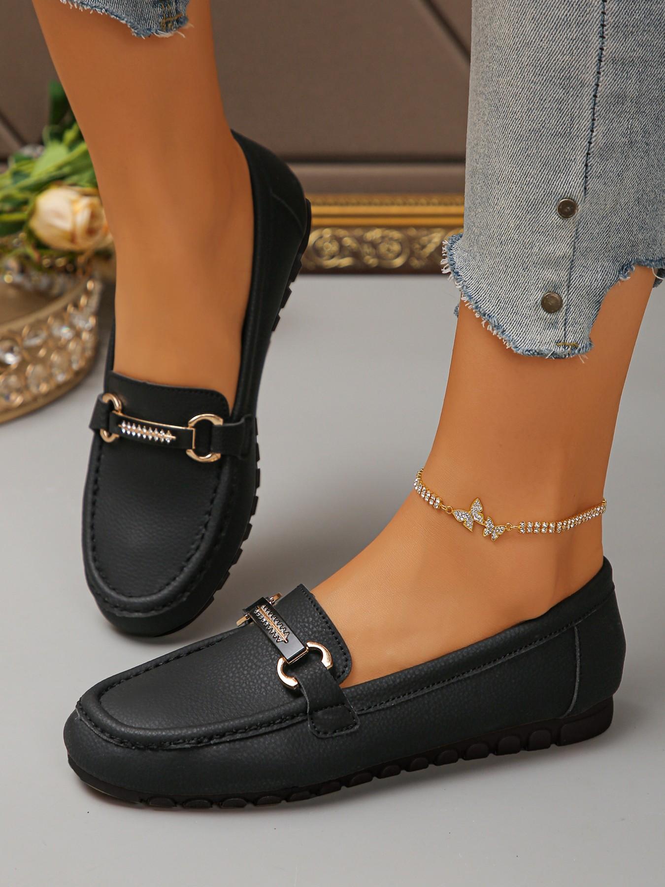 Women's Fashion Leopard Print Round Toe Low Top Design PU Leather Buckle Oxford Shoes, Soft Rubber Sole, Slip-On, Multi-Color Options