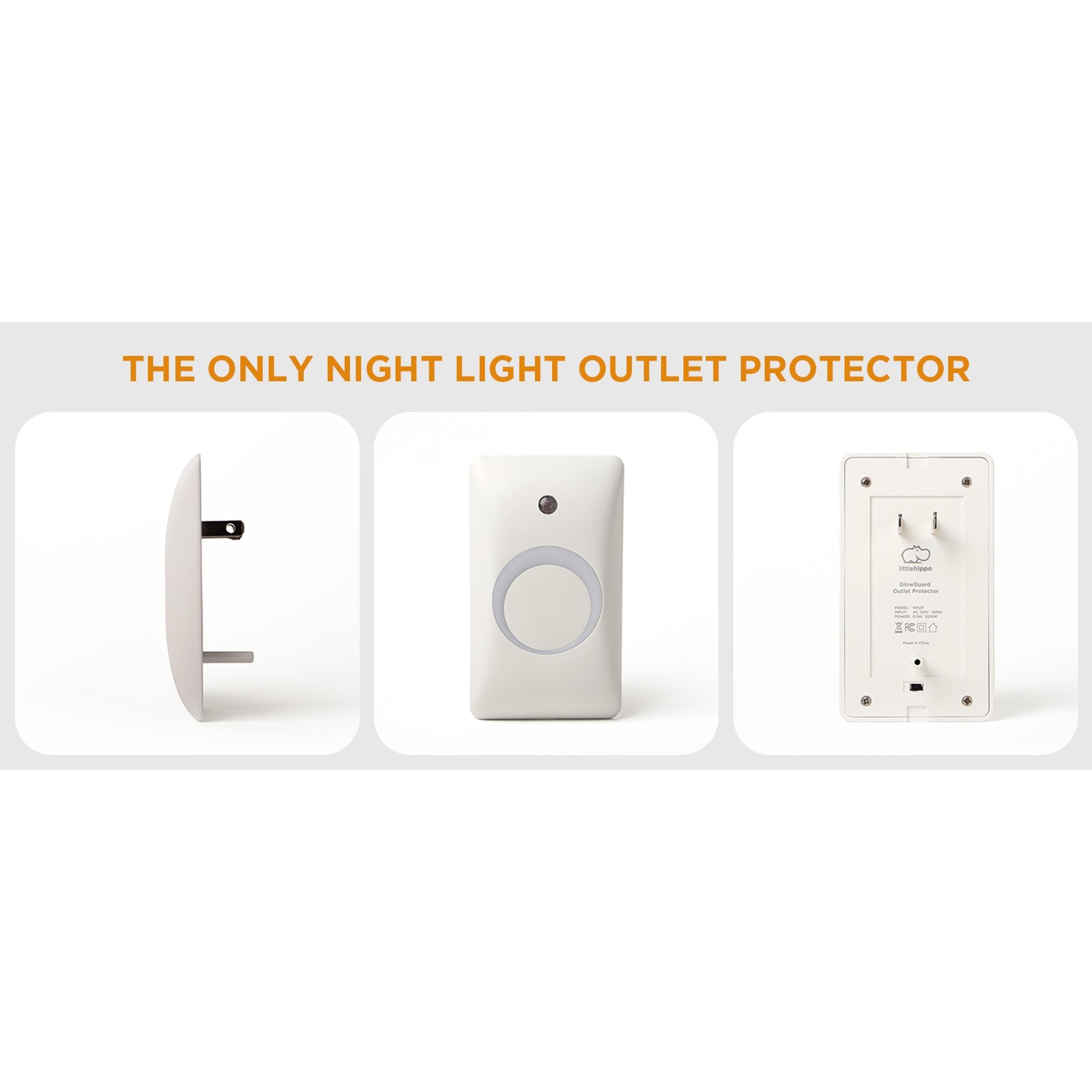 Childproof Outlet Covers with Night Light (2-Pack) | Tamper Resistant Socket Cover for Baby & Toddler Safety | Light Sensor or Manual Toggle