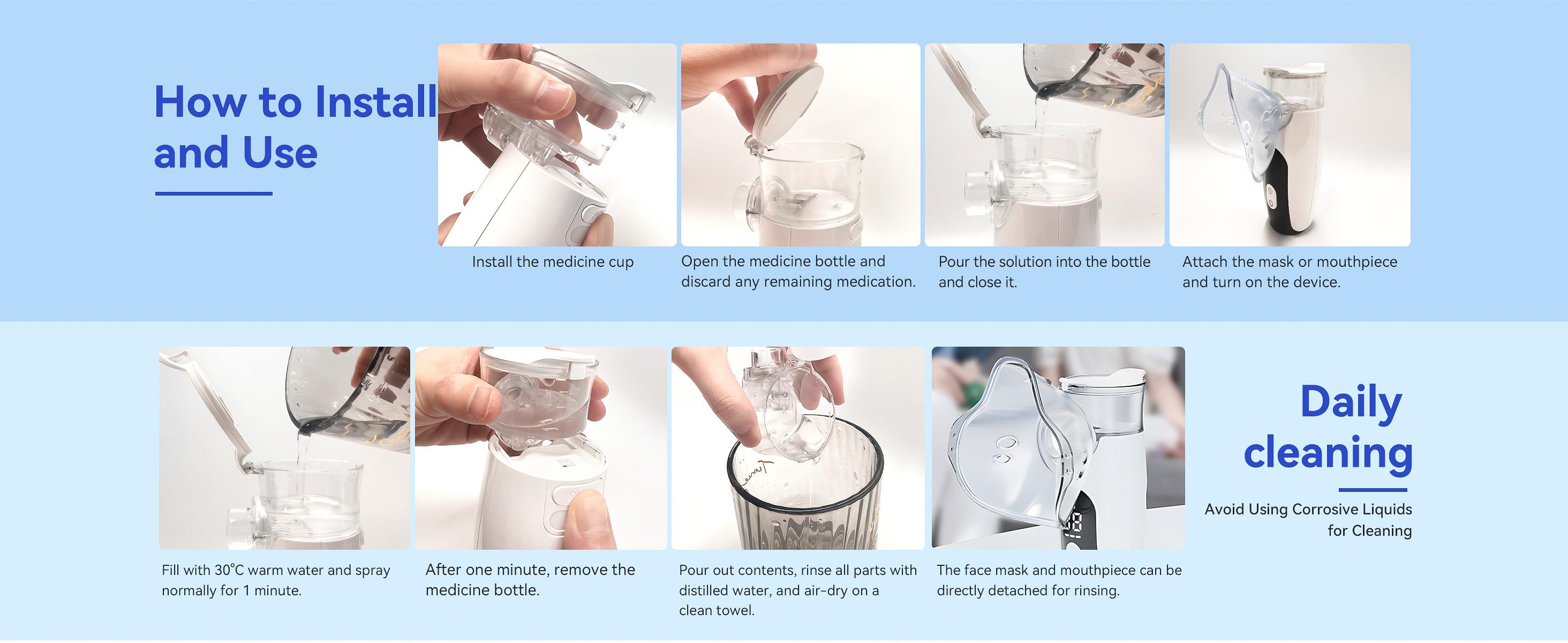 2-in-1 Misty Nebulizer, Portable Nebulizer & Eye Moisturizer with LED Interface, Auto - Cleaning, Handheld for All Ages Mesh Nebulizer, Portable Nebulizer Handheld Nebulizer for Adults Kids