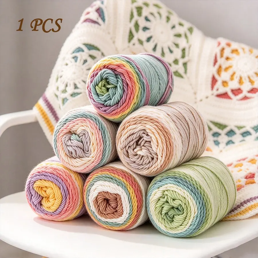 100g Colorful Crochet Yarn, Rainbow Cotton Thread, 193m 2mm, DIY Crafts, Handmade Knitting, Hat Scarf Sweater Cushion, DIY Projects, christmas deocr Xmas gifts Halloween presents, tiktok shop