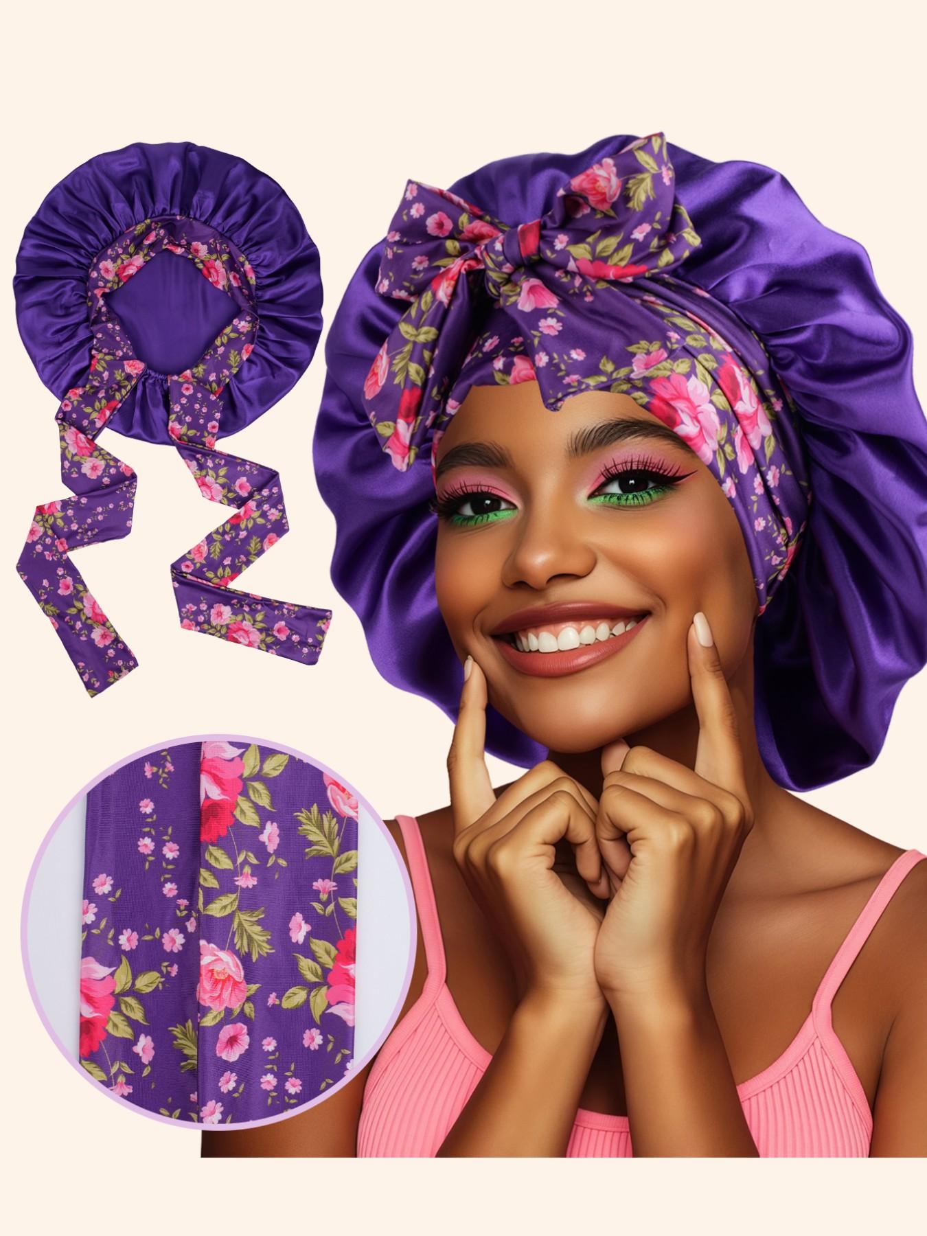 Long Hair Satin Sleep Cap with Elastic Band, Women's Nighttime Sleep Hat, Long Sleeper Cap, Suitable for All Hairstyles, Shower Cap