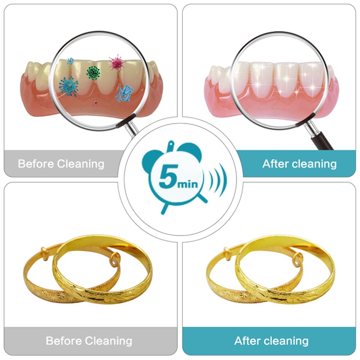Ultrasonic Dental Retainer Cleaner, 45khz Ultrasonic Wave Technology, Three Cleaning Modes, Digital Timer Function, Capacity 180ML