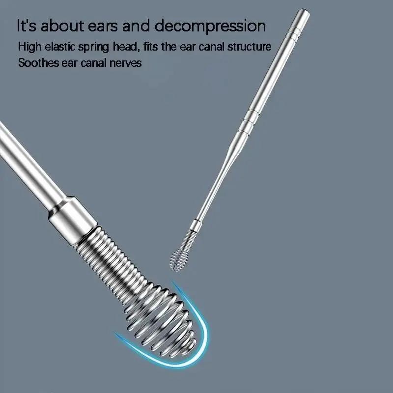 6PCS Spiral Ear Wax Removal Kit Stainless Steel Double-Headed Earwax Tool with Storage Box 360° Spiral Ear Massage for Adults Durable Reusable Portable Safe
