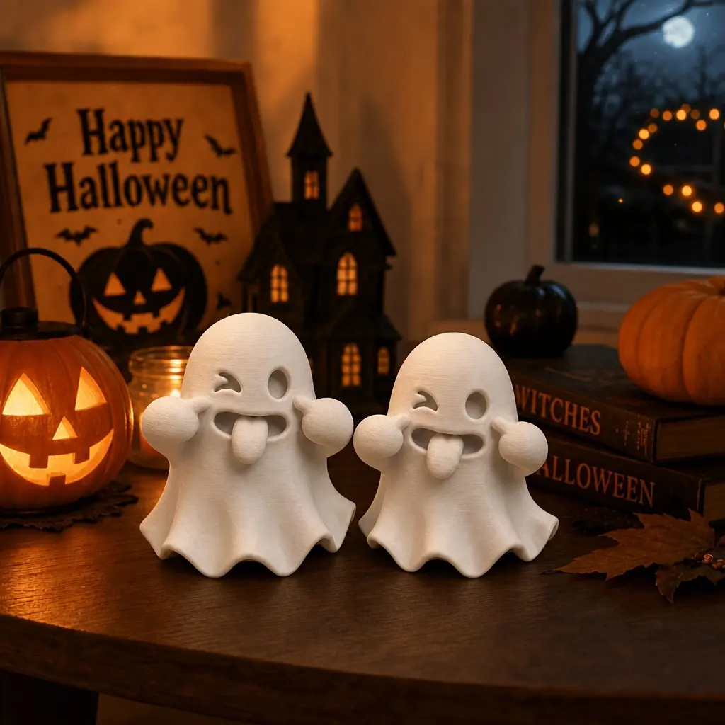 2-Pack Cute Ghost Statue Ornaments, Halloween Creative Decor, Healing Mini Figurines, Home Office Desk Decoration, Perfect Holiday Gift, Table Desk Ornament