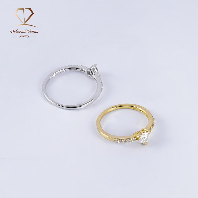 Delzzad Chic Iced Out Heart Ring Band D Color VVS Synthetic Moissanite S925 Women's Ring for Engagement, Wedding Anniversary & Valentine's Day Gifts