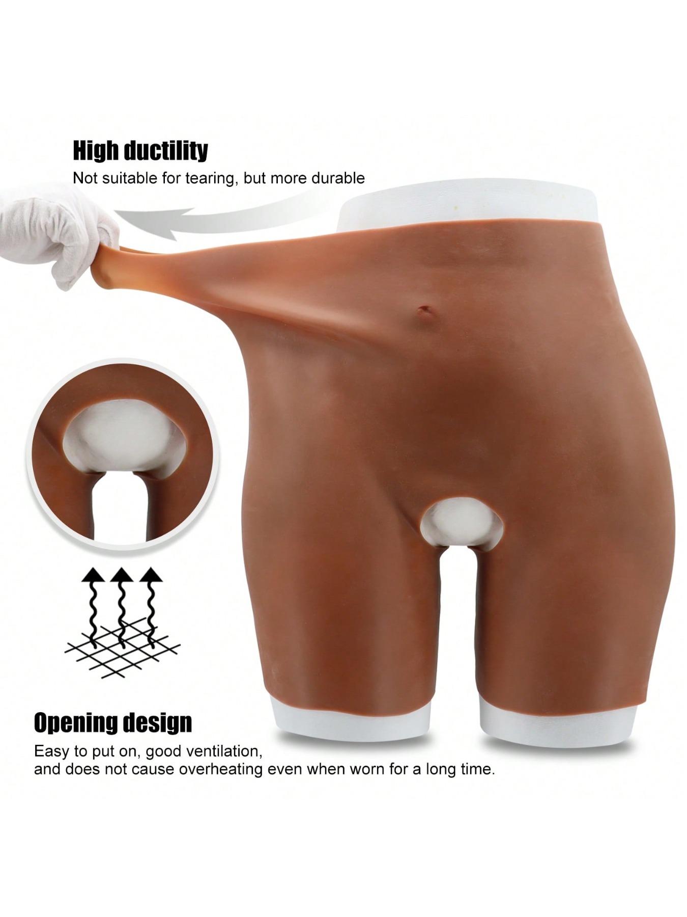 Bestselling European And American Brown Silicone Butt Lifting Open-Crotch Pants, Sexy Realistic Thickened Silicone Fake Buttocks Shapewear To Create Buttock Curves