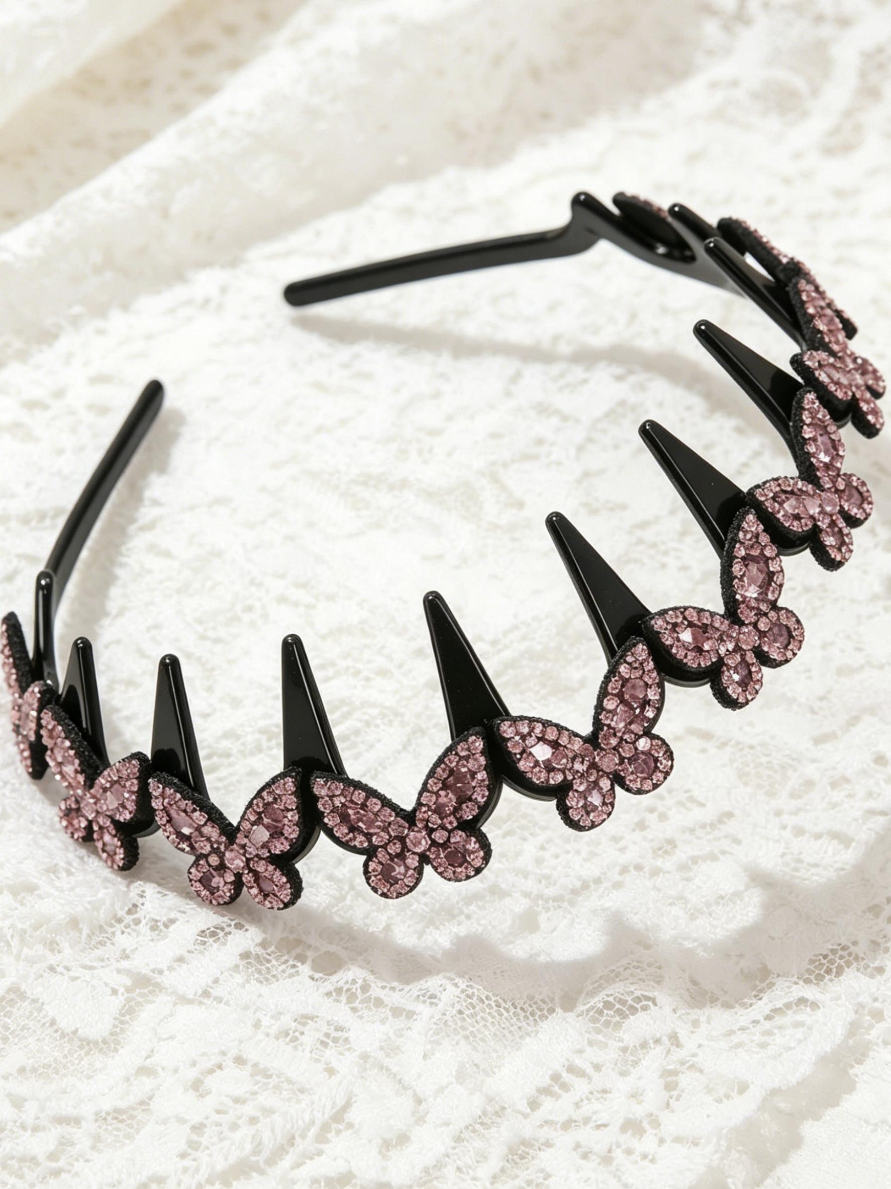 3pcs Women'S Multi-Color, High-End Temperament, Butterfly Decoration Fashion Headband, Suitable As a Gift for Women, Rhinestone Hair Accessories, Headbands Women