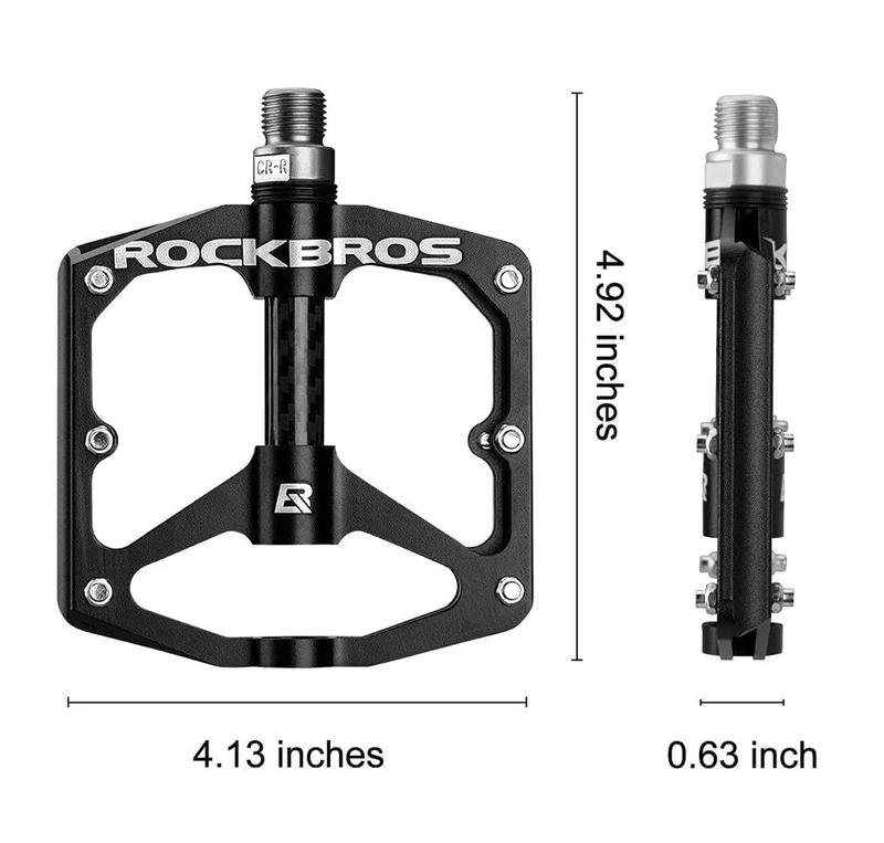 ROCKBROS Mountain Bike Pedals Flat Bicycle Pedals 9/16 Lightweight Road Bike Pedals Carbon Fiber Sealed Bearing Flat Pedals for MTB