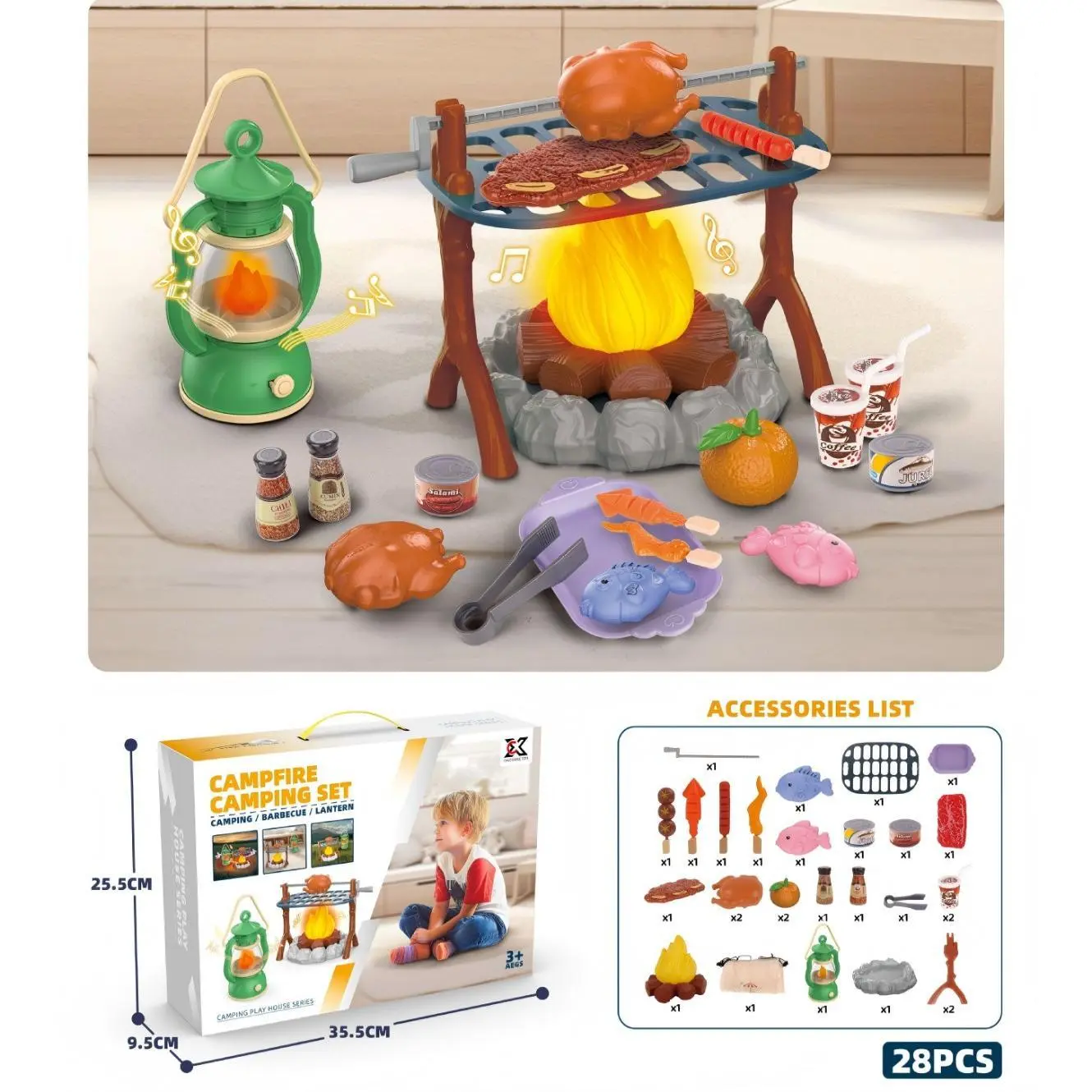Campfire BBQ Cooking Playhouse Toy,Camping Pretend Play Set for Kids Outdoor, Imaginative Play, Fine Motor Skills, Birthday & Holiday Gift, Early Educational Role Play Toddler Gift