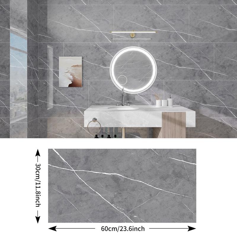 20/40Pcs Large Marble Tile Wall Stickers,PVC material Wall Paper, Easy Peel & Stick, Waterproof Self-Adhesive Panels for Kitchen, Living Room, Bathroom, Corridor, Home and Dormitory - 23.62*11.8 inch,Product details page Outdoorfun Vinyl Decorative Modern