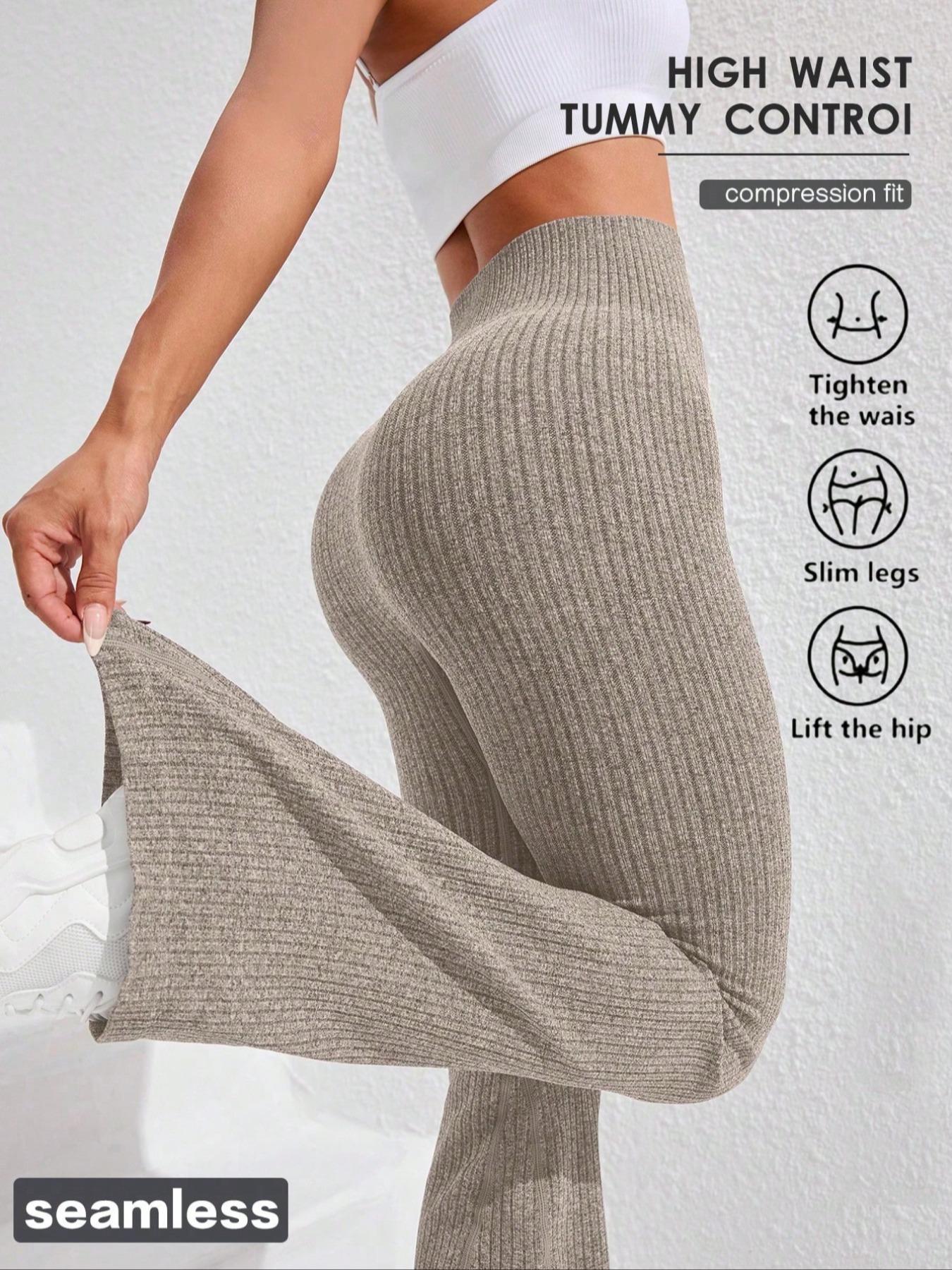 Women's Solid High Waist Sports Leggings, Casual Comfy Breathable Skinny Pants for Yoga Gym Workout Running, Ladies Sportswear for All Seasons, Flare Leggings