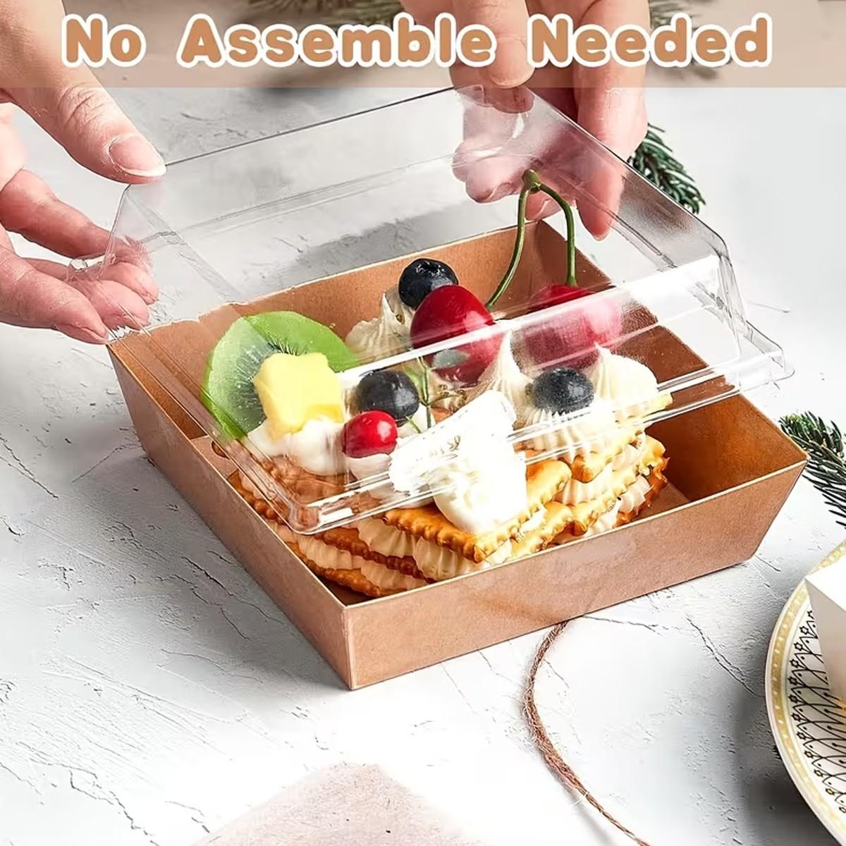 10/30/50pc transparent lid rectangular Premium cake box, disposable container, pastry container, takeout packaging box, Bakeware, suitable for sandwiches, desserts, pastries and light meals, especially suitable for festivals, parties