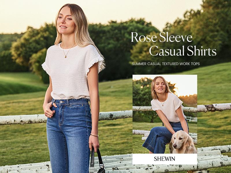 Shewin 2026 Spring/Summer Outfit Womens Short Sleeve Tops Round Neck Ruffle Casual Textured Work T Shirts Tee Blouse Basic Fitted Crewneck - Womenswear