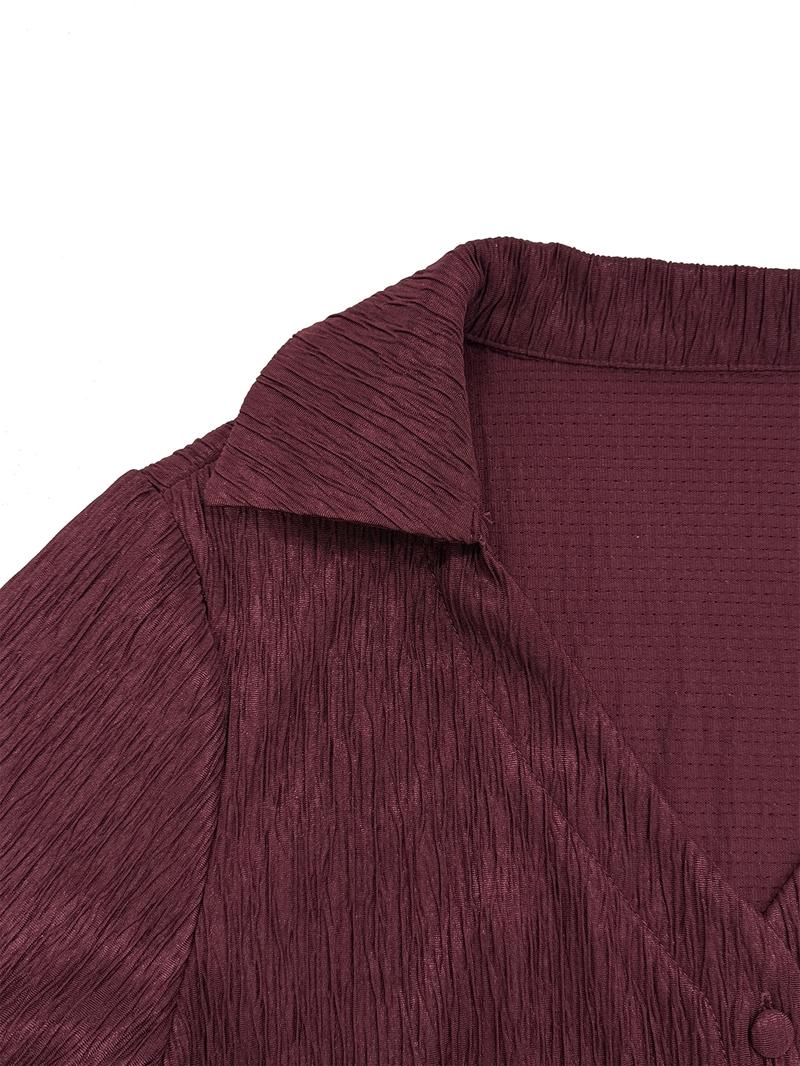 Women's Solid Color Bell Sleeve Blouses, Casual Elegant Long Sleeve Top for Daily Wear, Ladies Clothes for All Seasons