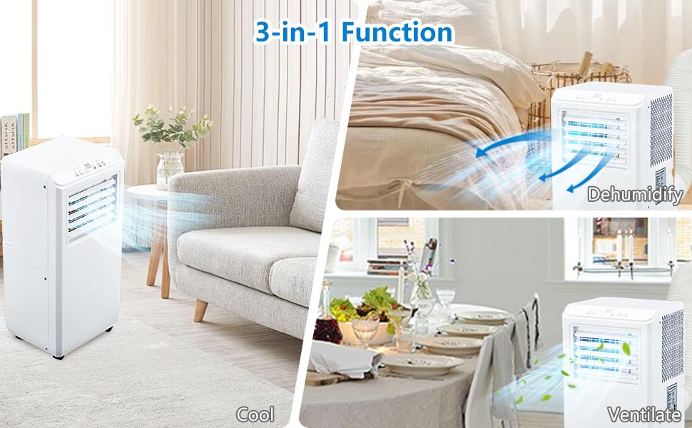 GARVEE 3-in-1 Portable Air Conditioner with Remote Control, 10000 BTU(ASHRAE)/6500 BTU(SACC), Portable Fan, Dehumidifier Modes, Installation Kit for 450 Sq.Ft Home, Room, Office
