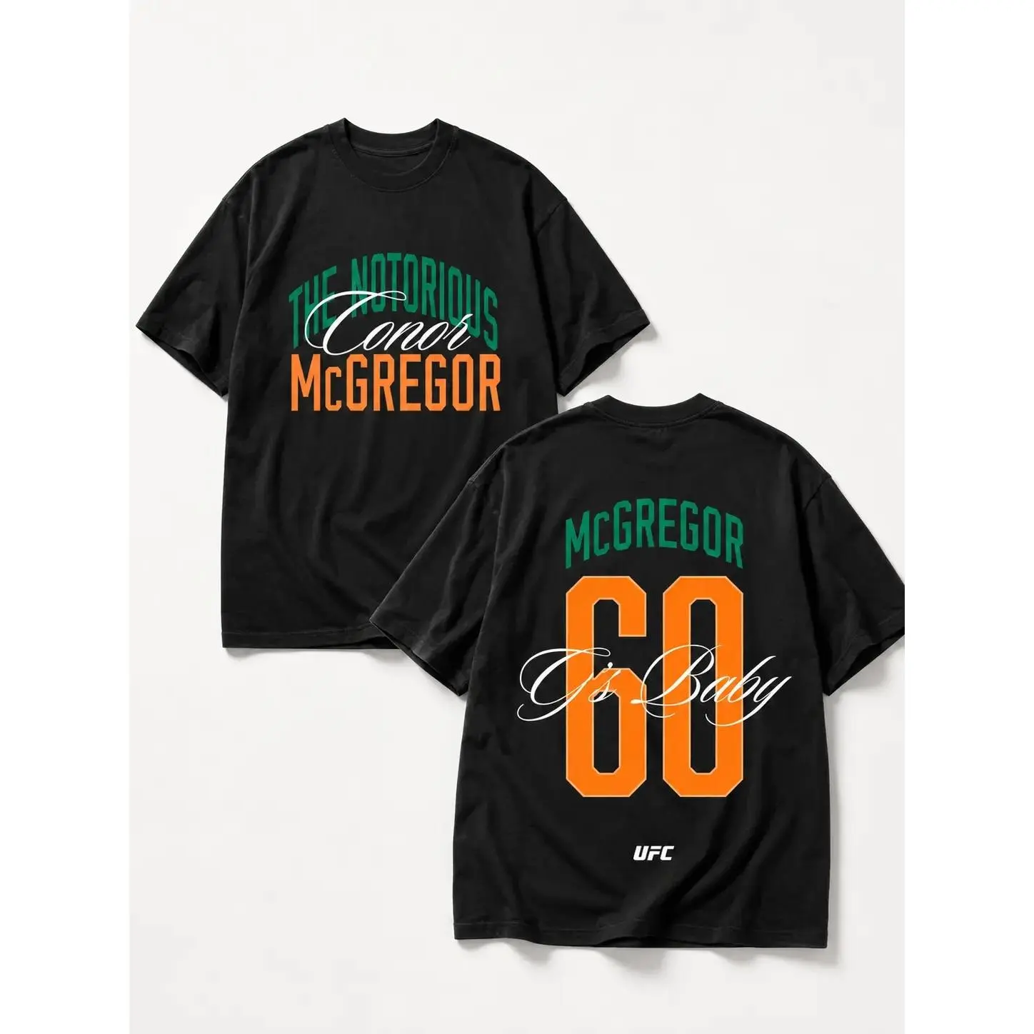 Men's Conor McGregor The Notorious Double-Sided Graphic Crew Neck T-Shirt, UFC Jersey-Style MMA Fight Fan Cotton Top - Suitable for Valentine's Day, Children's Day, Christmas, Dry Clean Compatible, Valentines Day, Childrens Day