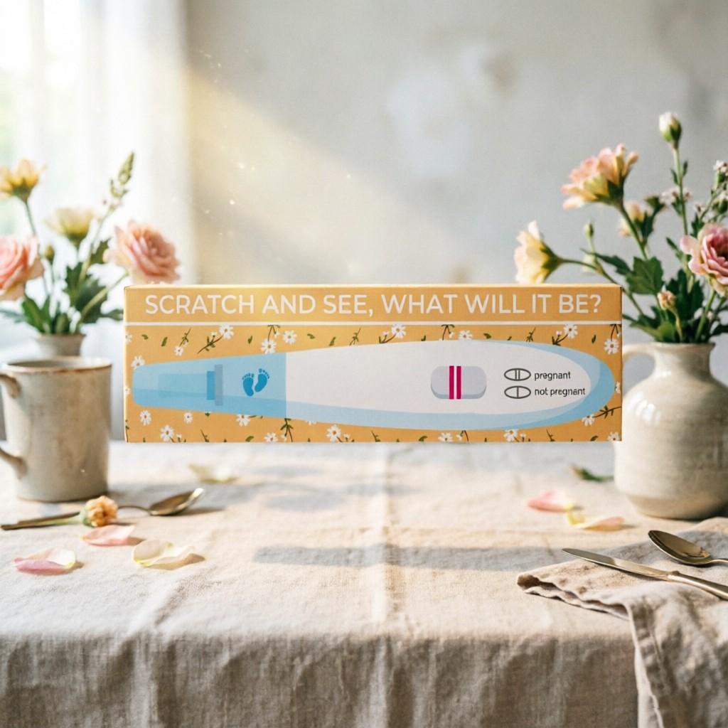 Creative Pregnancy Test Stick Shape Gender Reveal Scratch Card, Scratch and See Surprise Card, Baby Party/pregnancy Announcement, Interactive Baby Gender Prediction Card