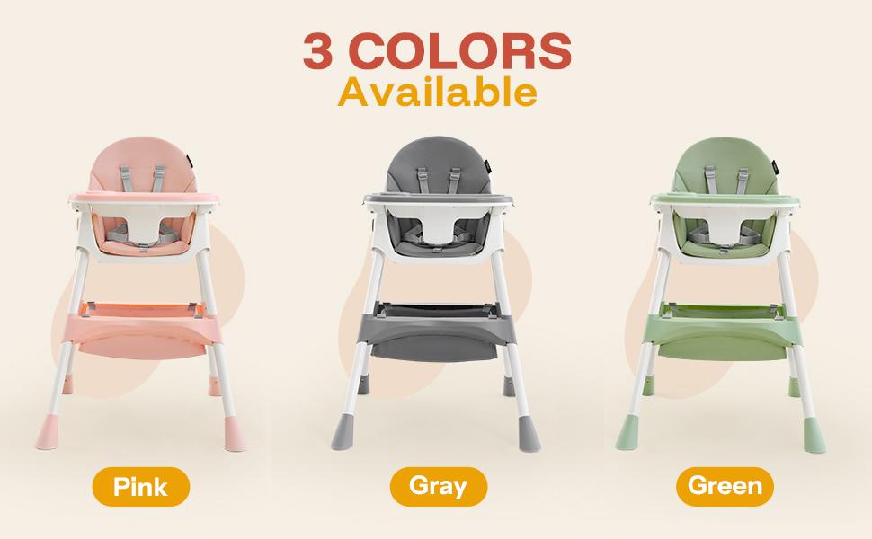 HARPPA 6-in-1 Foldable Baby High Chair, Baby Fedding Chair & Rocking Chair, Adjustable Heights, Booster Seat With 5-Point Safety Harness & Removable Tray, Easy to Clean, Baby Items, Toddler Christmas Gifts