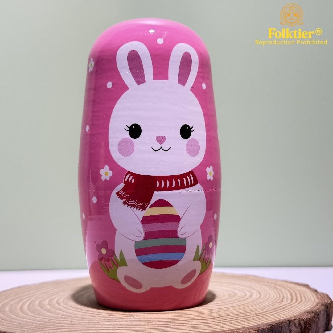 1 Set Russian Nesting Dolls,  Little White Rabbit Matryoshka Dolls, Wooden Educational Toys for Kids, Crafts & Collectible Souvenirs, Ideal Gifts for Christmas Halloween Easter Thanksgiving Valentine's Day Ramadan New Year Birthday Party Wedding.