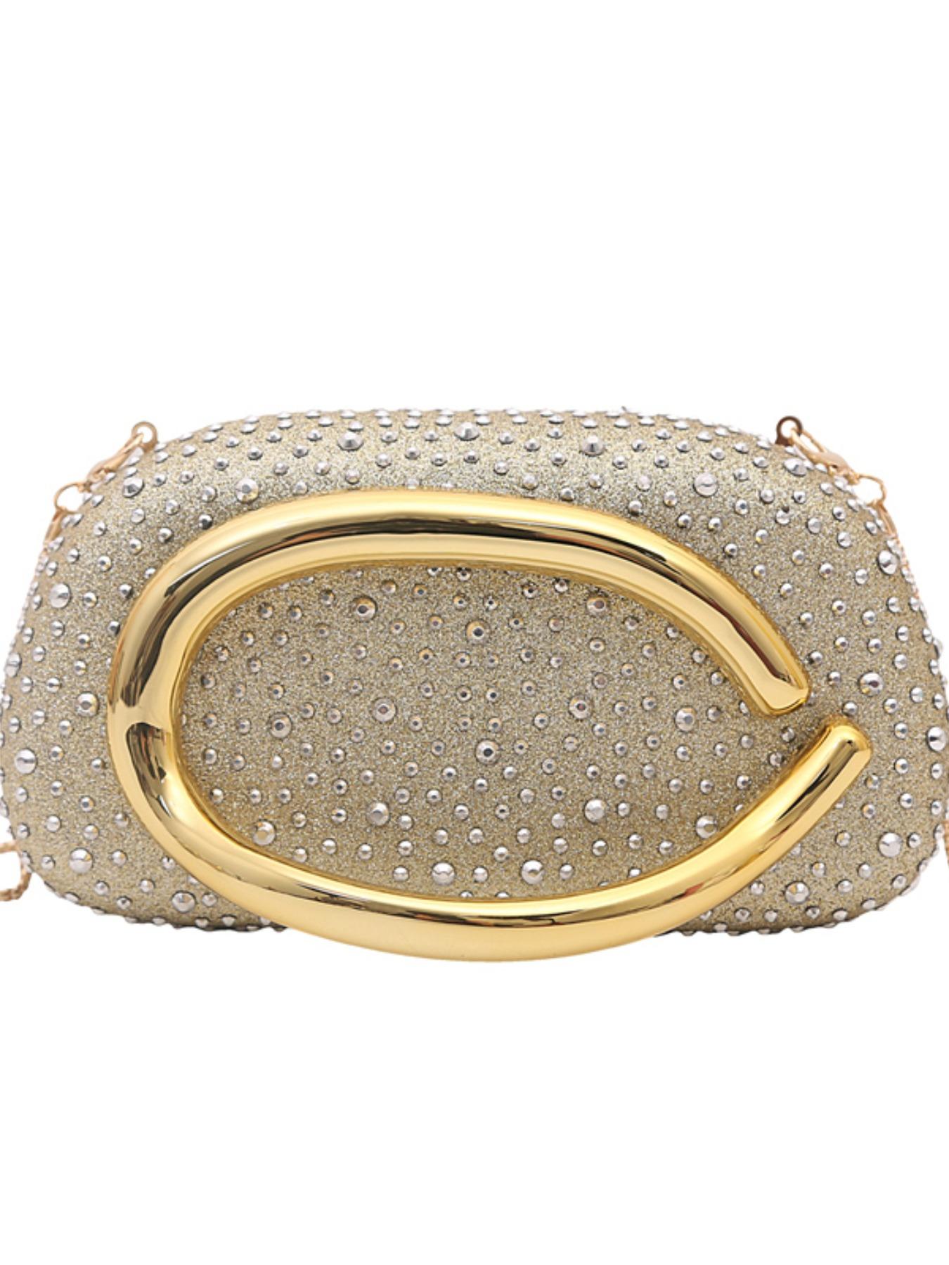 New Flashy Rhinestone Shoulder Bag, Crystal Decor Top, Spacious Interior, Chain, Y2K Style, Perfect for Parties, Nightclubs, Concerts