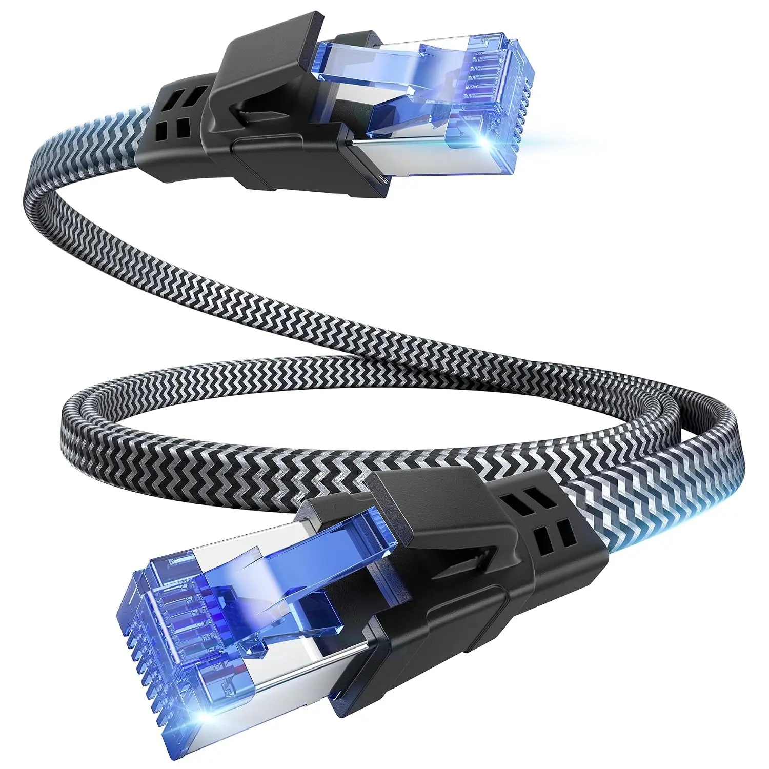 Anti- Nylon for  8 Ethernet , 3FT Heavy Duty High Speed 40Gbps 26AWG 2000Mhz Internet Network  with  Plated RJ45 Connector, Durable Shielded LAN  for Modem, Router, PC