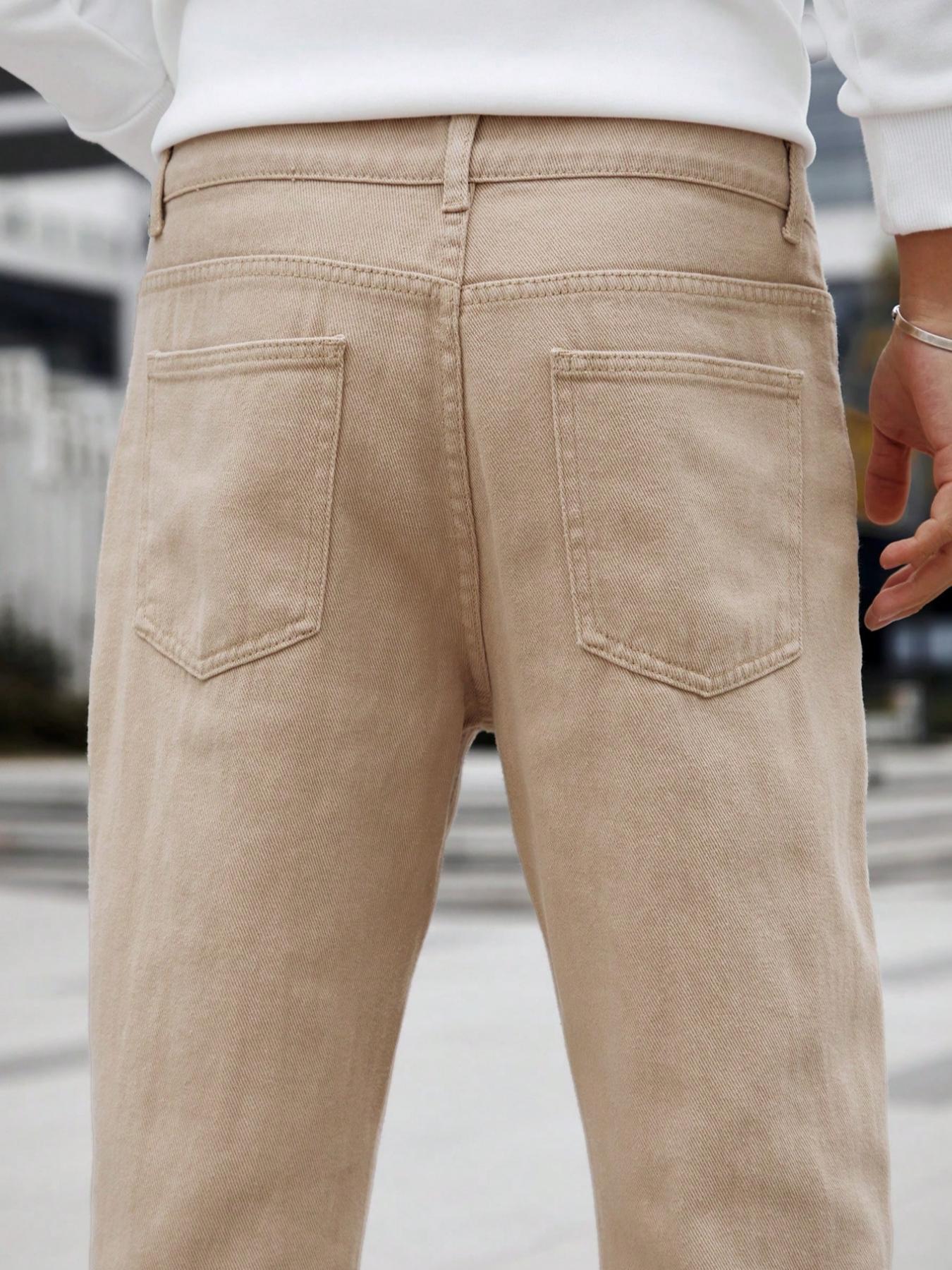 Men's Street Style Skinny Fit Jeans with Ripped Details, All-Season Casual Fashion, Perfect Gift for Husband or Boyfriend