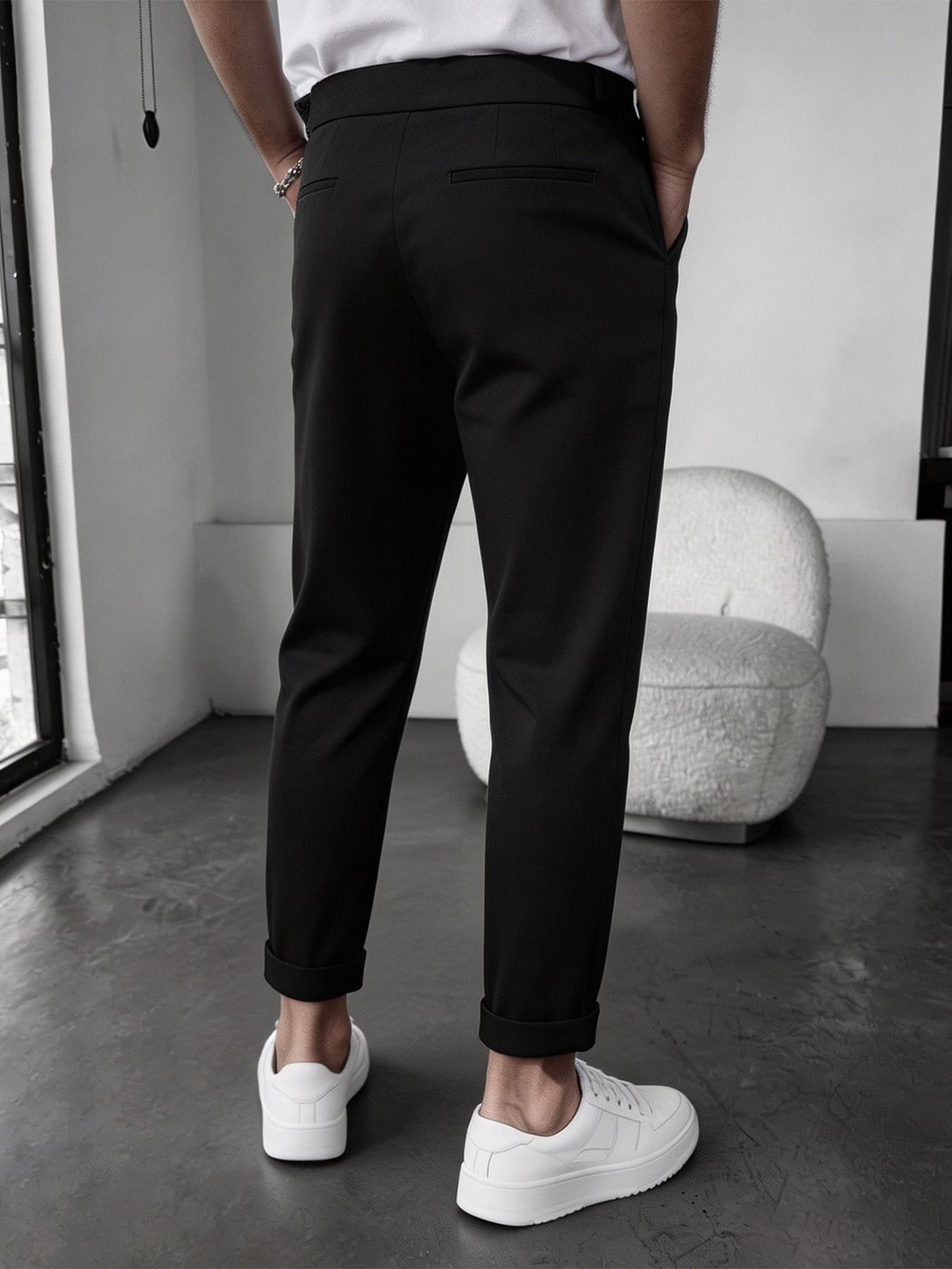 Men's Four-Season Suit Pants, Wrinkle-Free Casual Business Long Pants, /blue/, Fitted Ankle-Length Design, Office/wedding Wear, Formal Wear, Menswear, Fabric