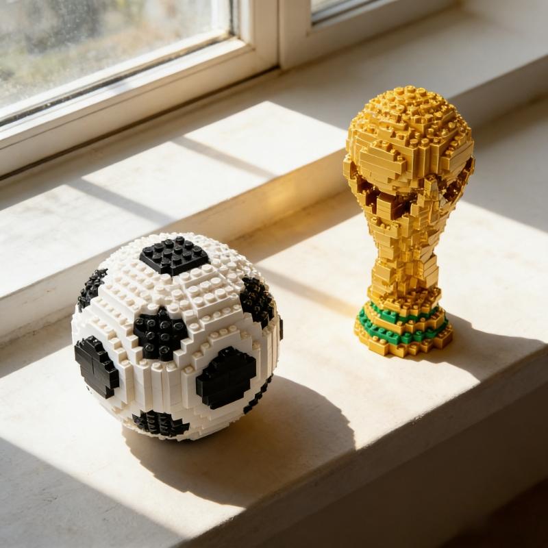 World Cup trophy gift box set for football fans, mini building blocks for children, Children's Day, Christmas and birthday gifts