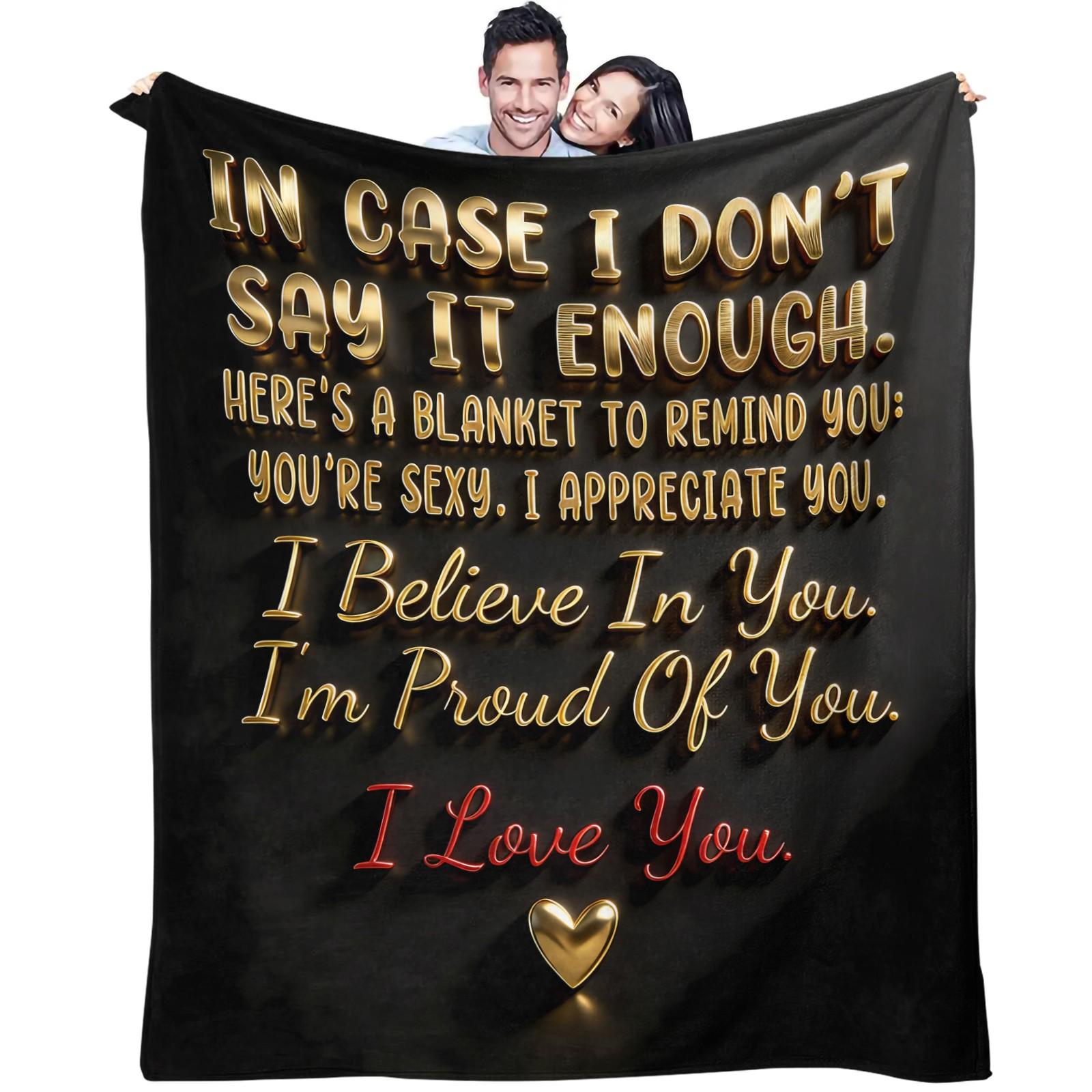 Romantic Confession Pattern Slogan Print Blanket, Daily Holiday Birthday Gift For Kids And Adults, Soft, Warm And Lightweight Plush Blanket, Suitable For Bed, Sofa, Car, Room Decoration