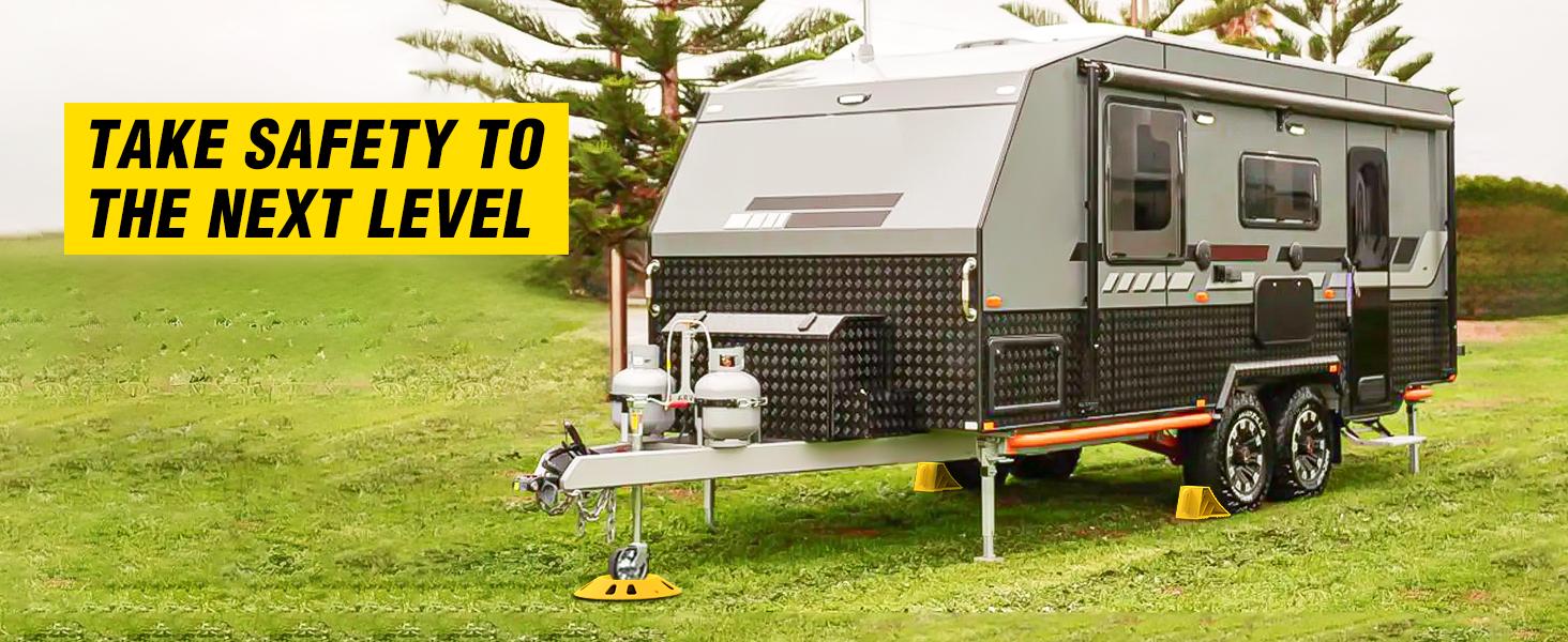 Nilight Plastic RV Wheel Chocks with 1 Wheel Dock Kit - Thermoplastic RV Set, Anti-Slip Grip, Rope Handle, Durability, Secure for Campers, Single Axle Trailers, Tires Up to 23" Diameter, All-Season Car Exterior Accessory for Grass, Sand, Boats
