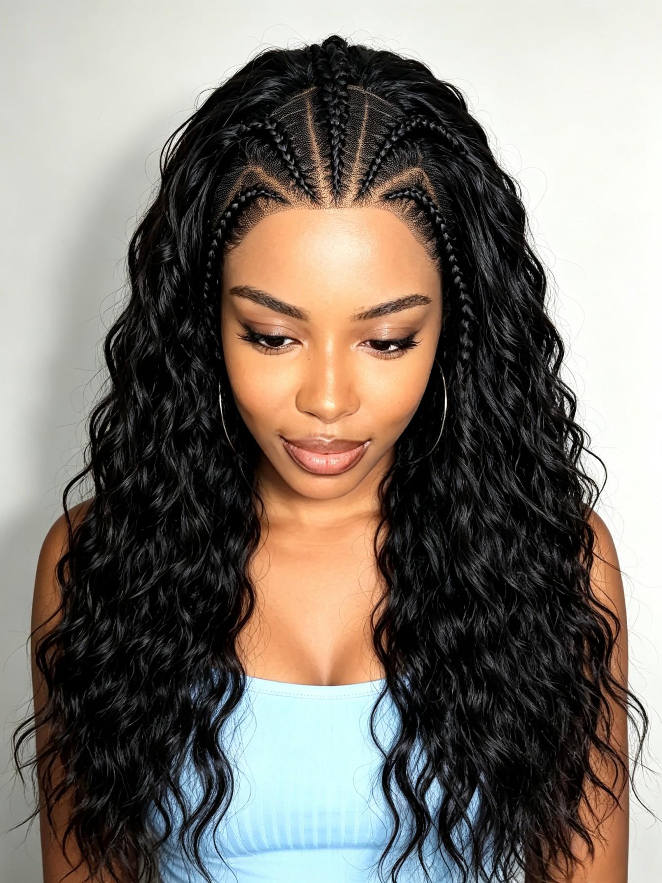 Stunning Knotless Braids Wig, Extra Long & Fluffy Curls, Perfect for Stylish Looks, Easy to Wear, Ideal for Daily Use, Synthetic Curly Wigs, Curly Braided Wigs