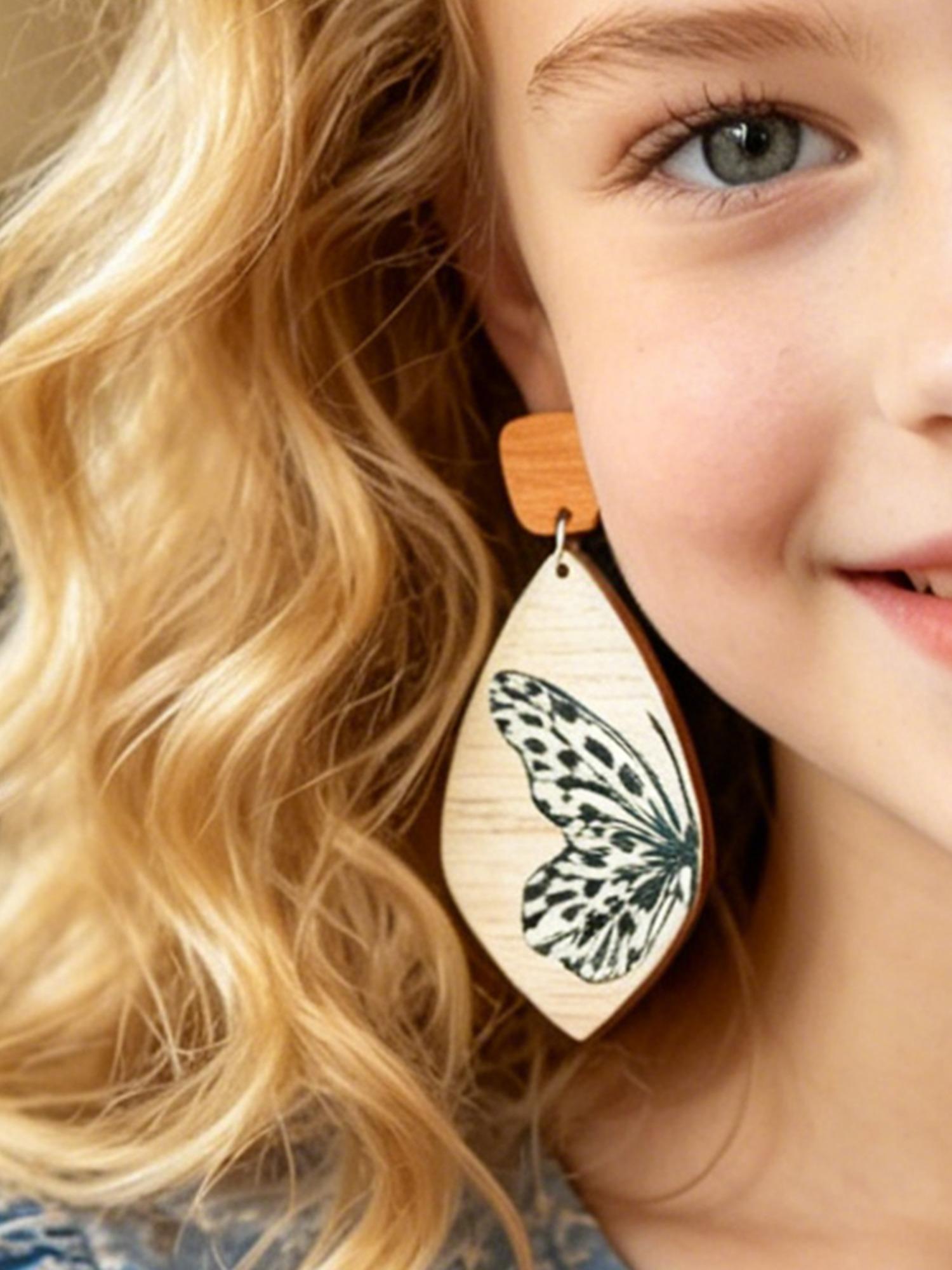 European and American Bestselling Butterfly Stud Earrings, Simple Symmetrical Colorful Bohemia Ear Dangles, Steel Needle Closure