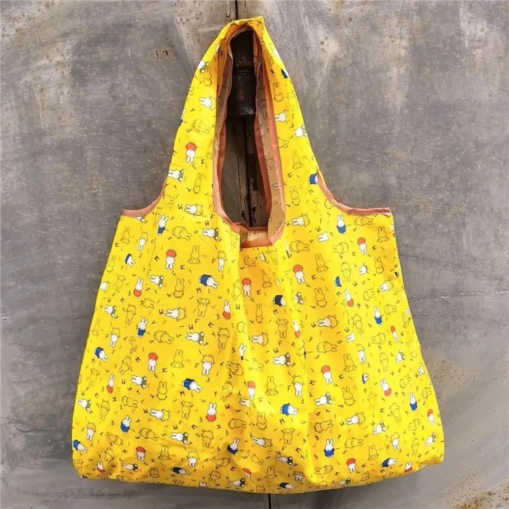 Cute Miffy Folding Shopping Bag Extra Large Capacity Waterproof Nylon Durable Tote Bag Travel Grocery Storage Bag
