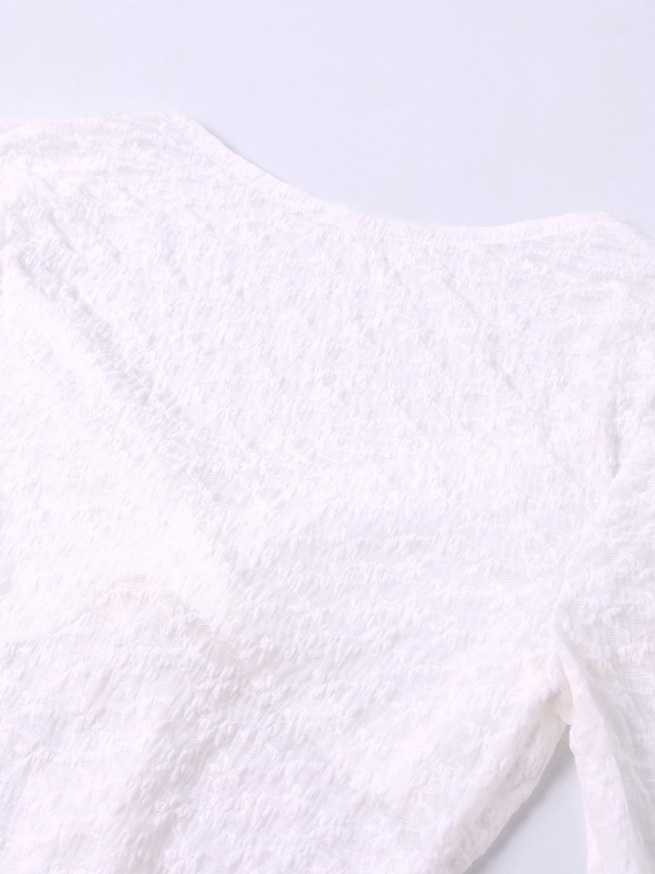 V Neck Lace Long Sleeve Top, Sexy Fashion Trendy Essential, Front Tie Design, Perfect for Stylish Looks, Must-Have Clothing Item