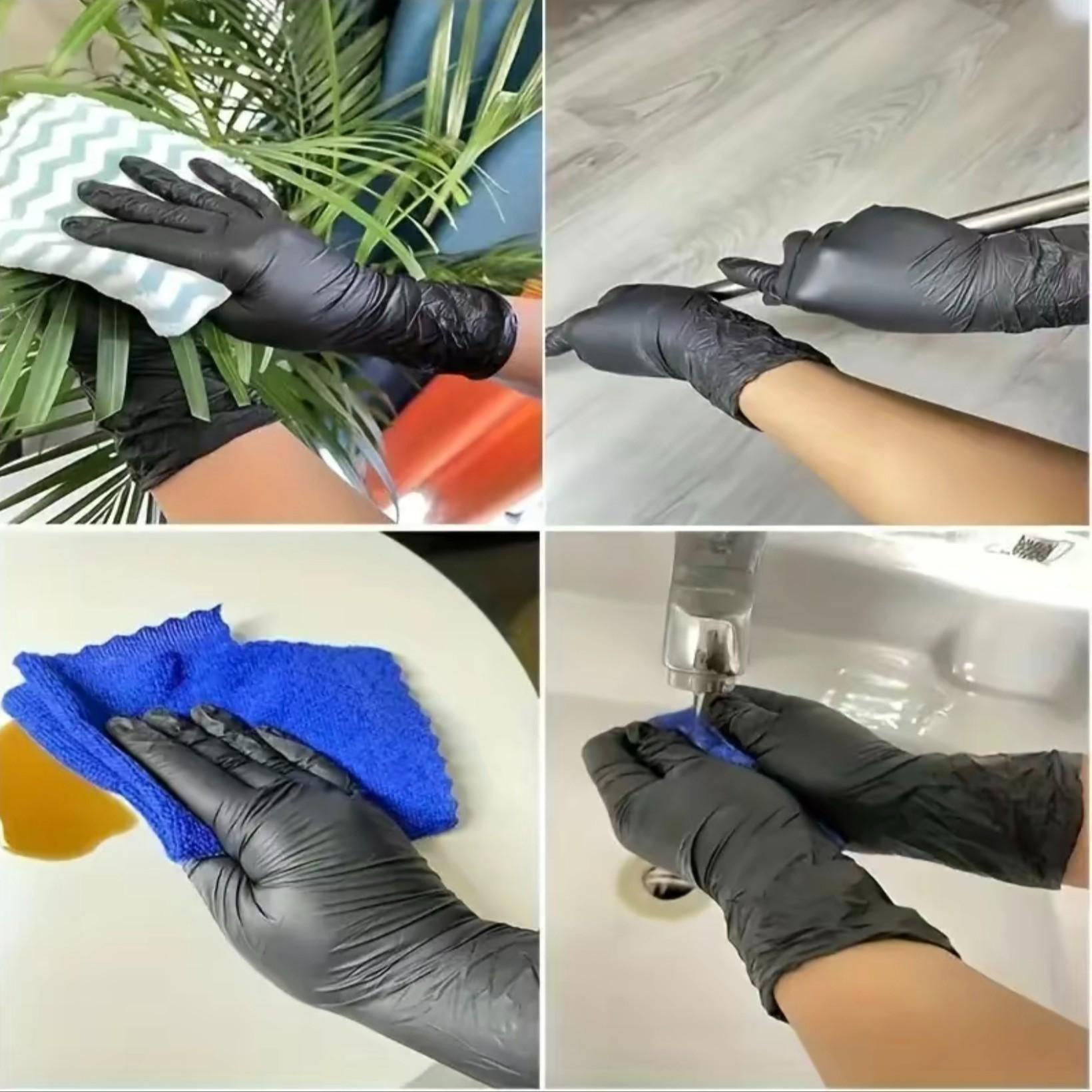 10/20/30/50/100 pairs of black polyvinyl chloride disposable gloves, non-latex material, suitable for household cleaning, kitchen use and other occasions, bathroom cleaning, kitchen cleaning gloves, for washing dishes, household kitchen cleaning gloves