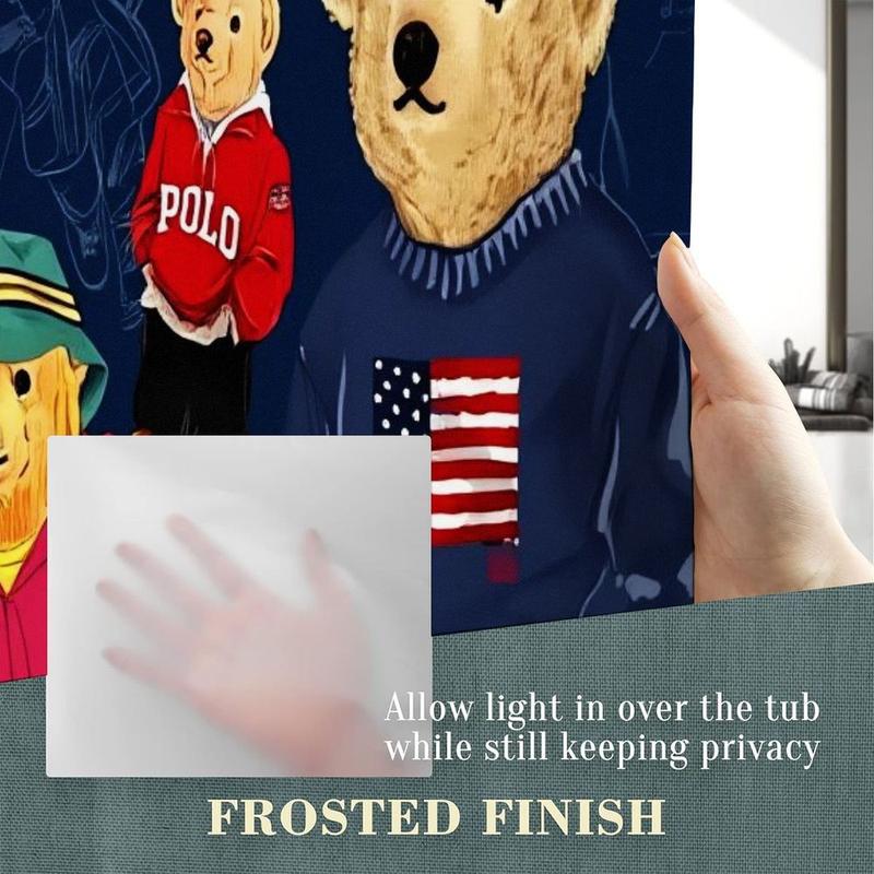 1/4pcs The Polo Bear Bathroom Set - Dark Blue Shower Curtain with Bear Illustrations (Striped Shirts, Casual Attire), Matching Toilet Seat Cover & Bath Mat, Home Decor for Playful Themed Bathrooms, Shower Curtain Sets 1/4pcs The Polo Bear Bathroom Set - Dark Blue Shower Curtain with Bear Illustrations (Striped Shirts, Casual Attire), Matching Toilet Seat Cover & Bath Mat, Home Decor for Playful Themed Bathrooms, Shower Curtain Sets