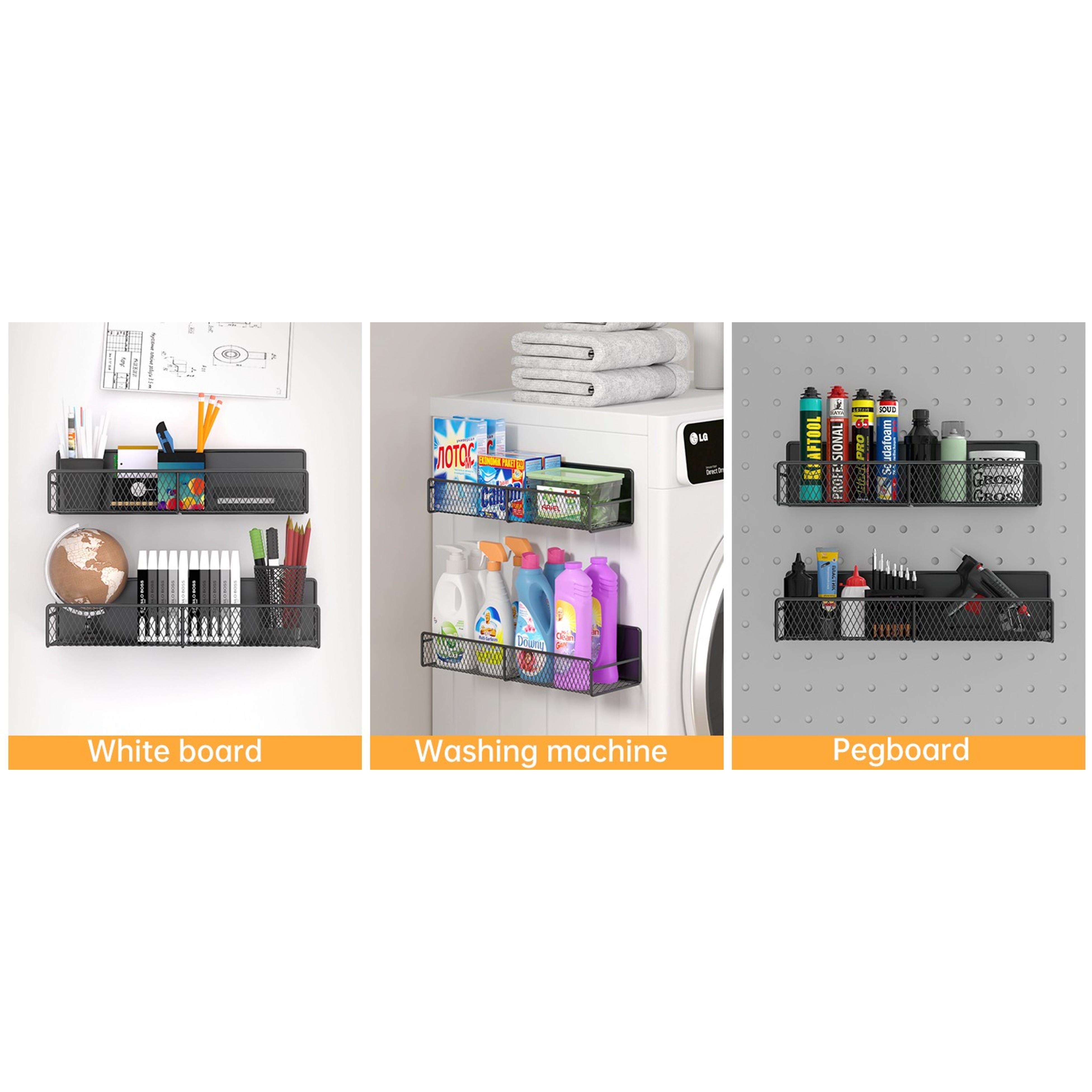 Magnetic Spice Rack for Refrigerator, 7 Pack Metal Magnetic Shelf, Moveable Magnetic Storage Fridge Organizer, Spice Organizer, Hook Rack, Paper Towel Holder, Utensils Holder, Cutting Board Holder