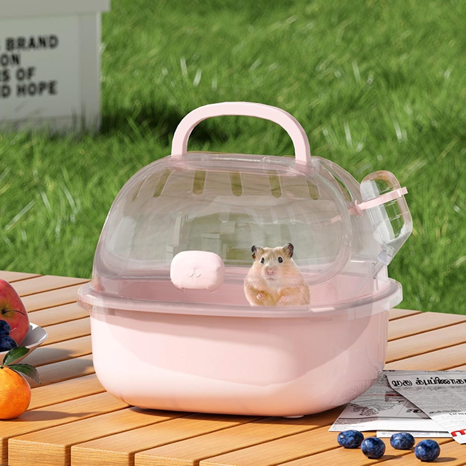 Hamster Special Cage, Portable Outdoor Carrier, Transparent Hamster Cage, Large Villa for Golden Hamsters and Flower Rats