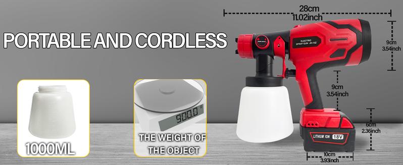 Cordless Paint Sprayer for Milwaukee M18 18V Battery,Airless Electric HVLP Spray Paint Gun Tools for House Painting/Home Interior and Exterior/Wood/Walls/Furniture/Fence/Door(No Battery) Portable Garden