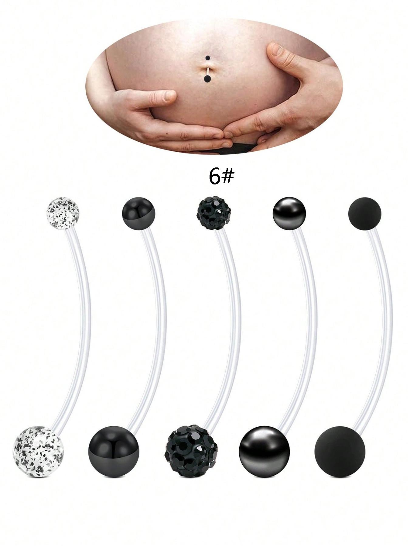 5pcs 14G Pregnancy Belly Button Ring Mix Style Flexible Clear Acrylic Pregnancy Navel Piercing Retainer Maternity Bioplast Long Belly Dangle Button Ring Retainer For Woman 25-38mm Belly Hoops