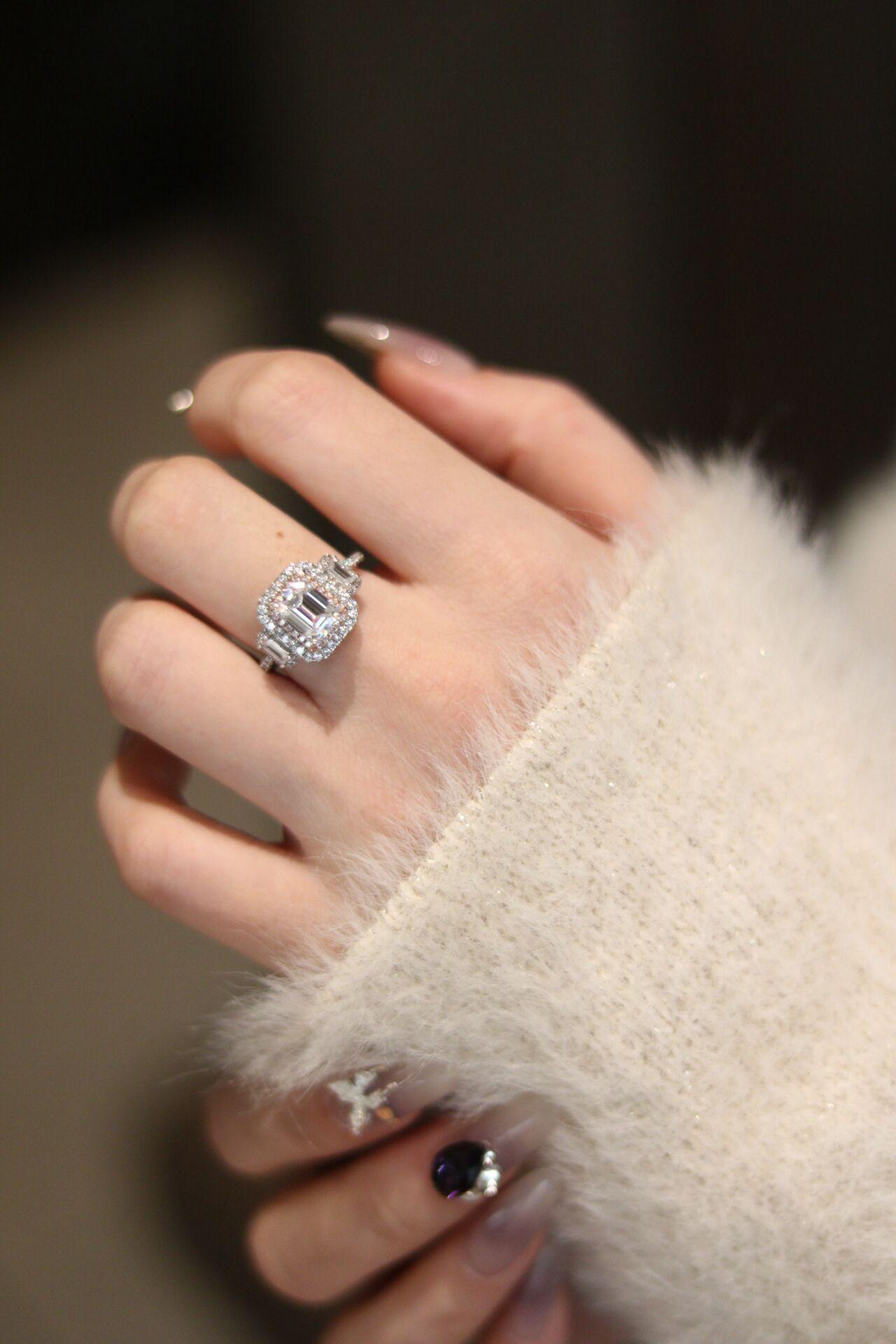 【#323 Princess Aurora】Double-halo 2Carat Synthetic Moissanite/CZ Ring in 925 Sterling Silver For Women