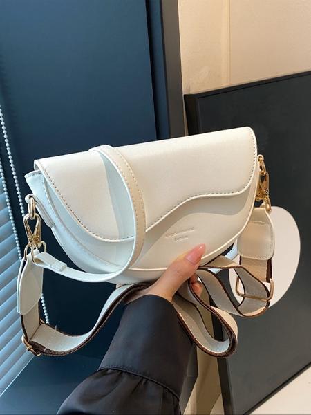 Women's Fashionable Saddle Bag, Casual Versatile Crossbody Bag with Wide Shoulder Strap, Trendy All-match Commuter Bag, Crossbody Shoulder Purses for Daily Used
